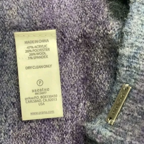 prAna XL Carly Cropped   Multicolor WOOL Blend Stretch LightWt Women's Sweater