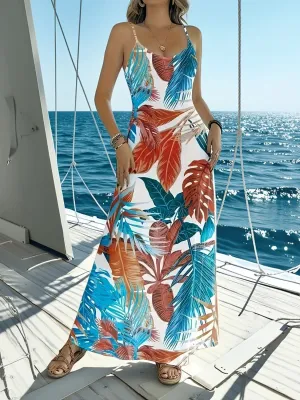 Printed Scoop Neck Maxi Cami Dress