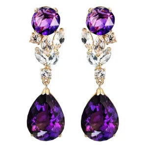 Purple Crystal & 18K Gold-Plated Pear Drop Earrings
