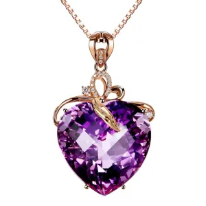 Purple Crystal & 18K Rose Gold-Plated  Drop Pendant Necklace