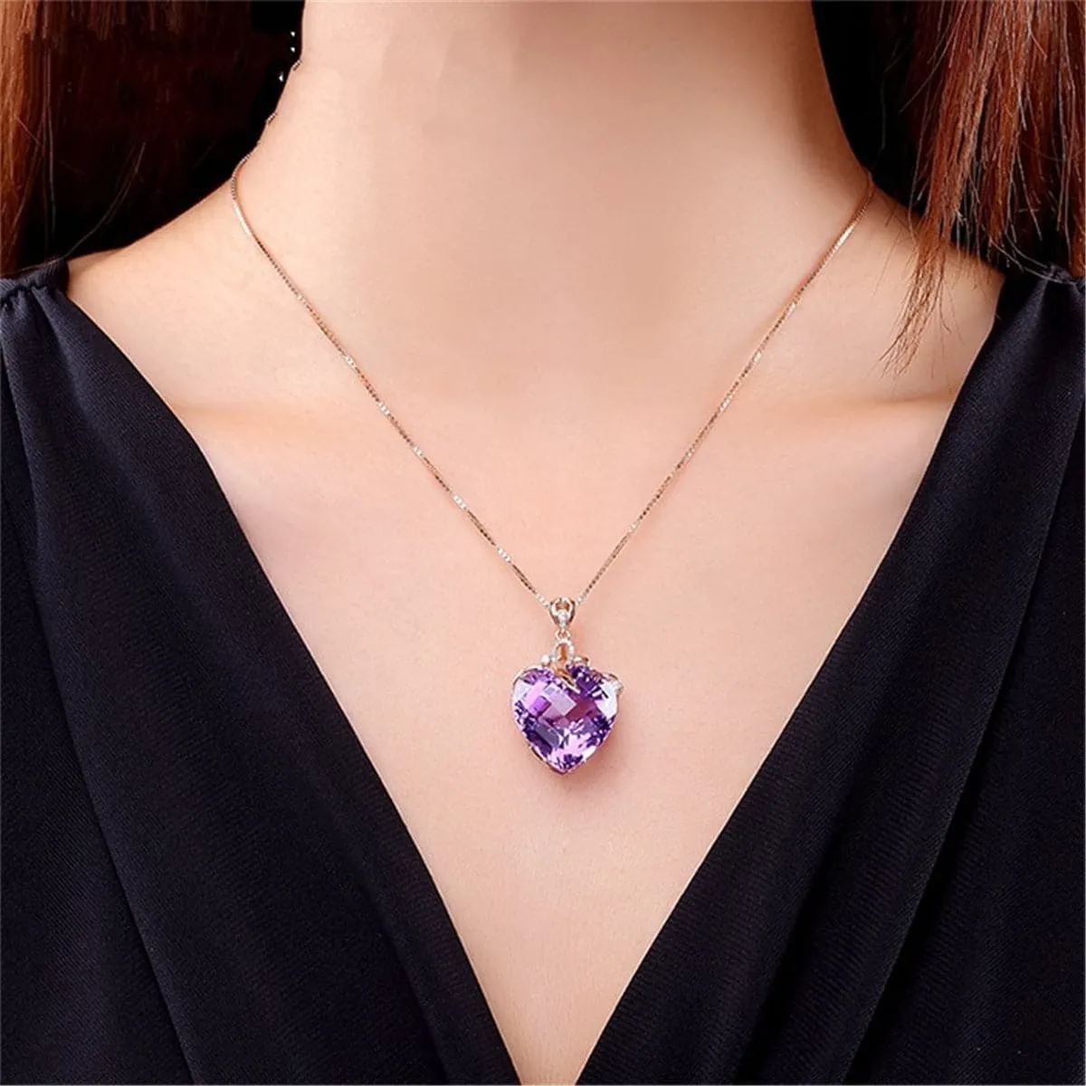Purple Crystal & 18K Rose Gold-Plated  Drop Pendant Necklace