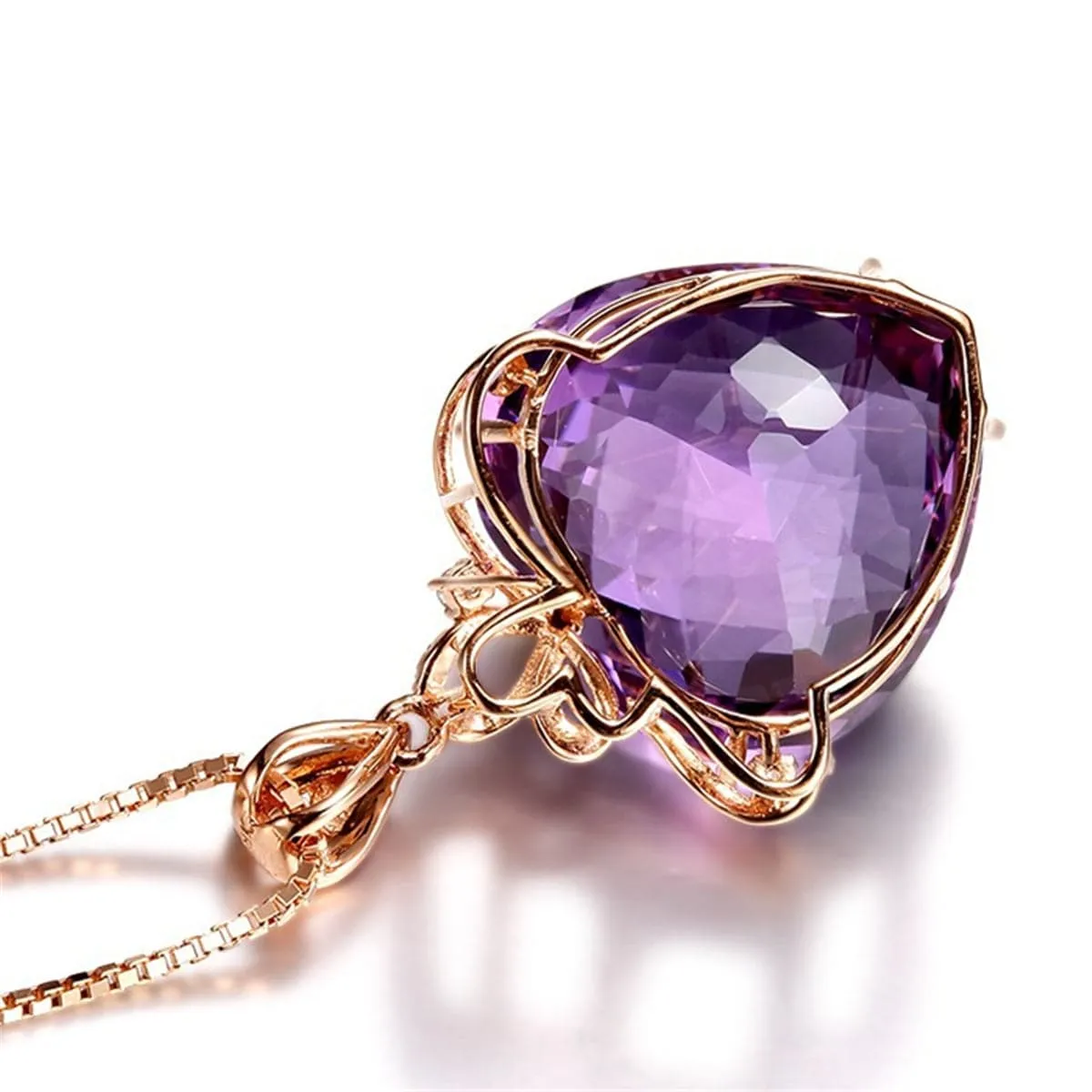 Purple Crystal & 18K Rose Gold-Plated  Drop Pendant Necklace