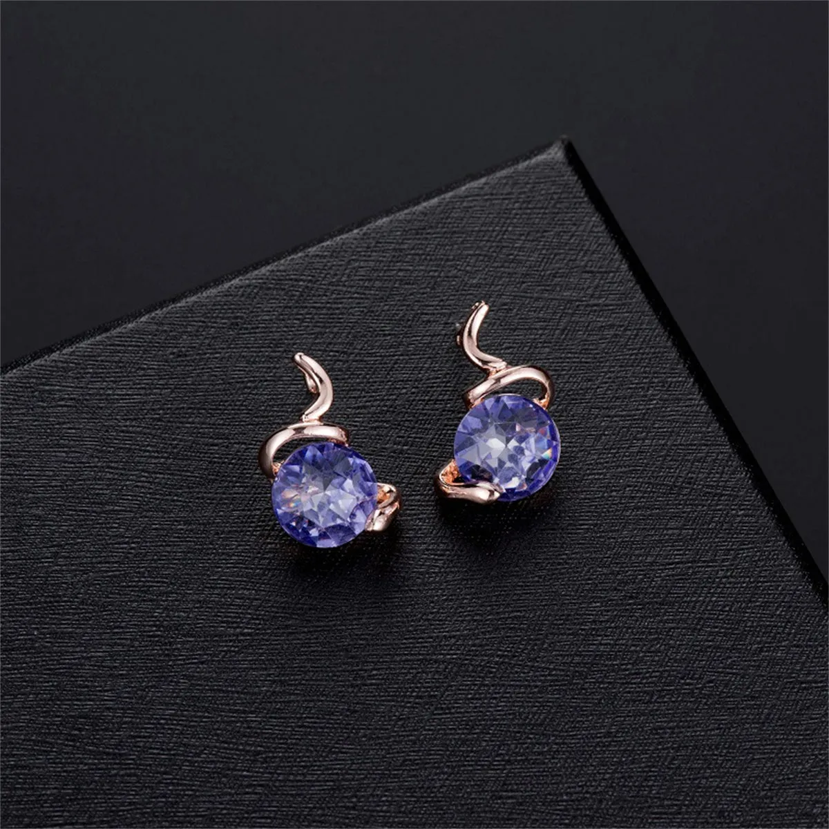 Purple Crystal & Cubic Zirconia Swirl Earring & Necklace
