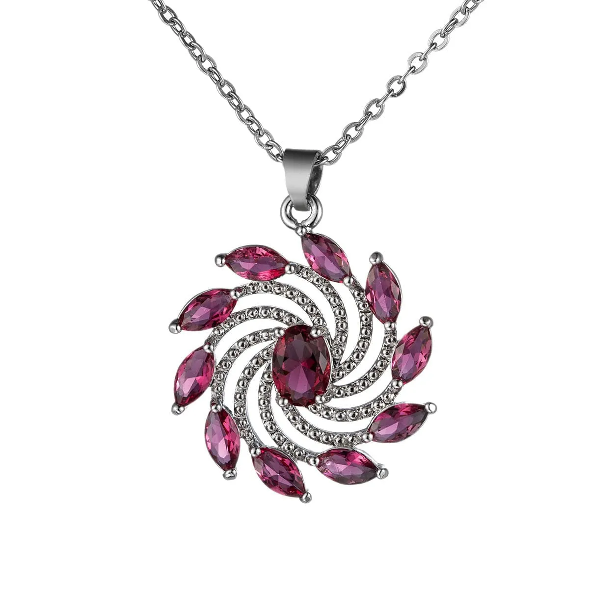 Purple Crystal & Silver-Plated Vortex Pendant Necklace