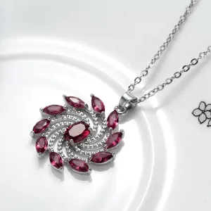 Purple Crystal & Silver-Plated Vortex Pendant Necklace