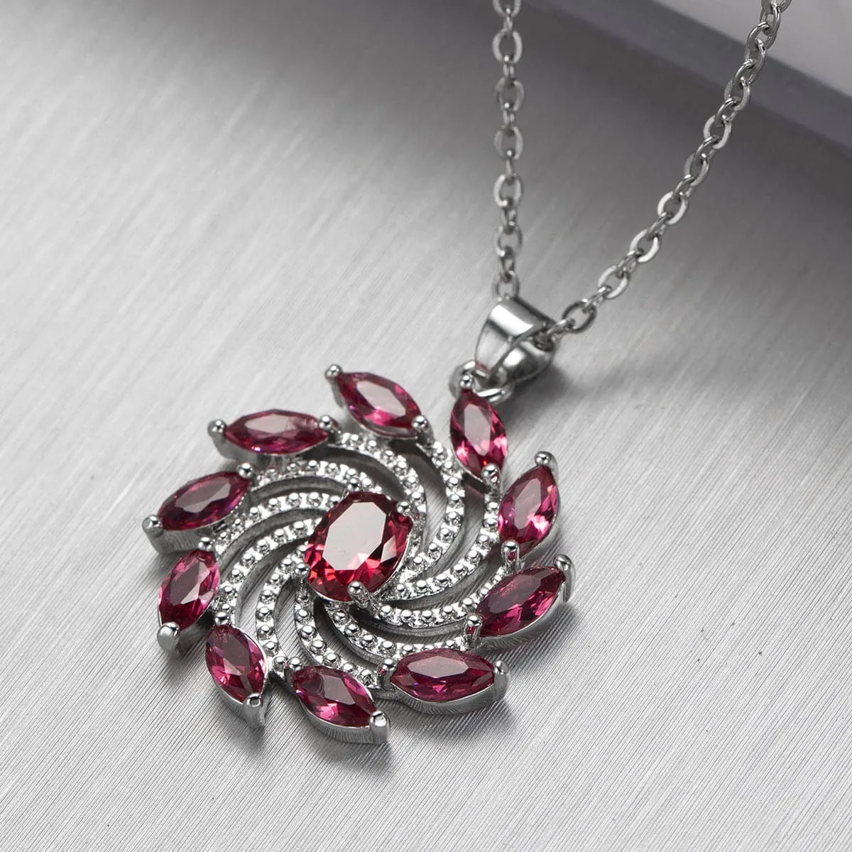 Purple Crystal & Silver-Plated Vortex Pendant Necklace