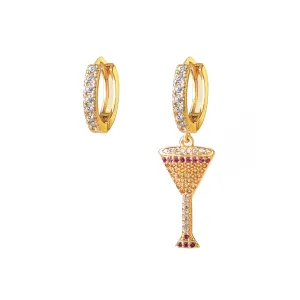 Rainbow Cubic Zirconia & 18K Gold-Plated Wine Cup Earrings