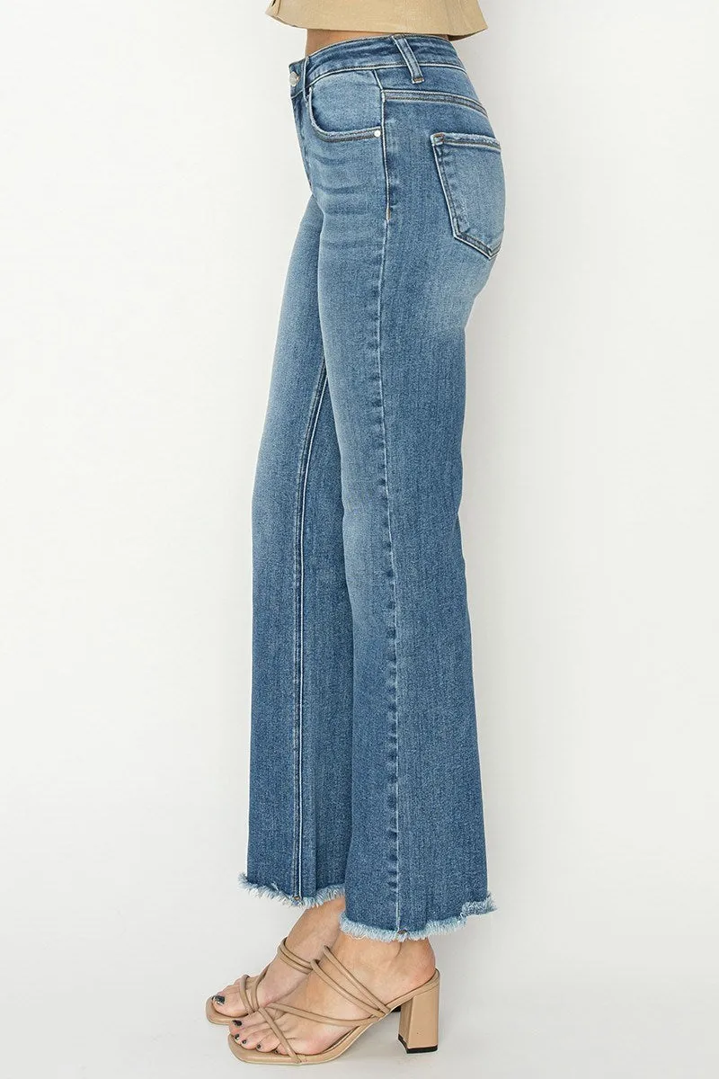 RDP5829 - Mid Rise Fray Hem Bootcut Jean