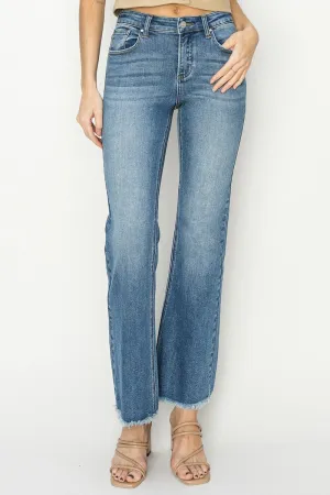 RDP5829 - Mid Rise Fray Hem Bootcut Jean