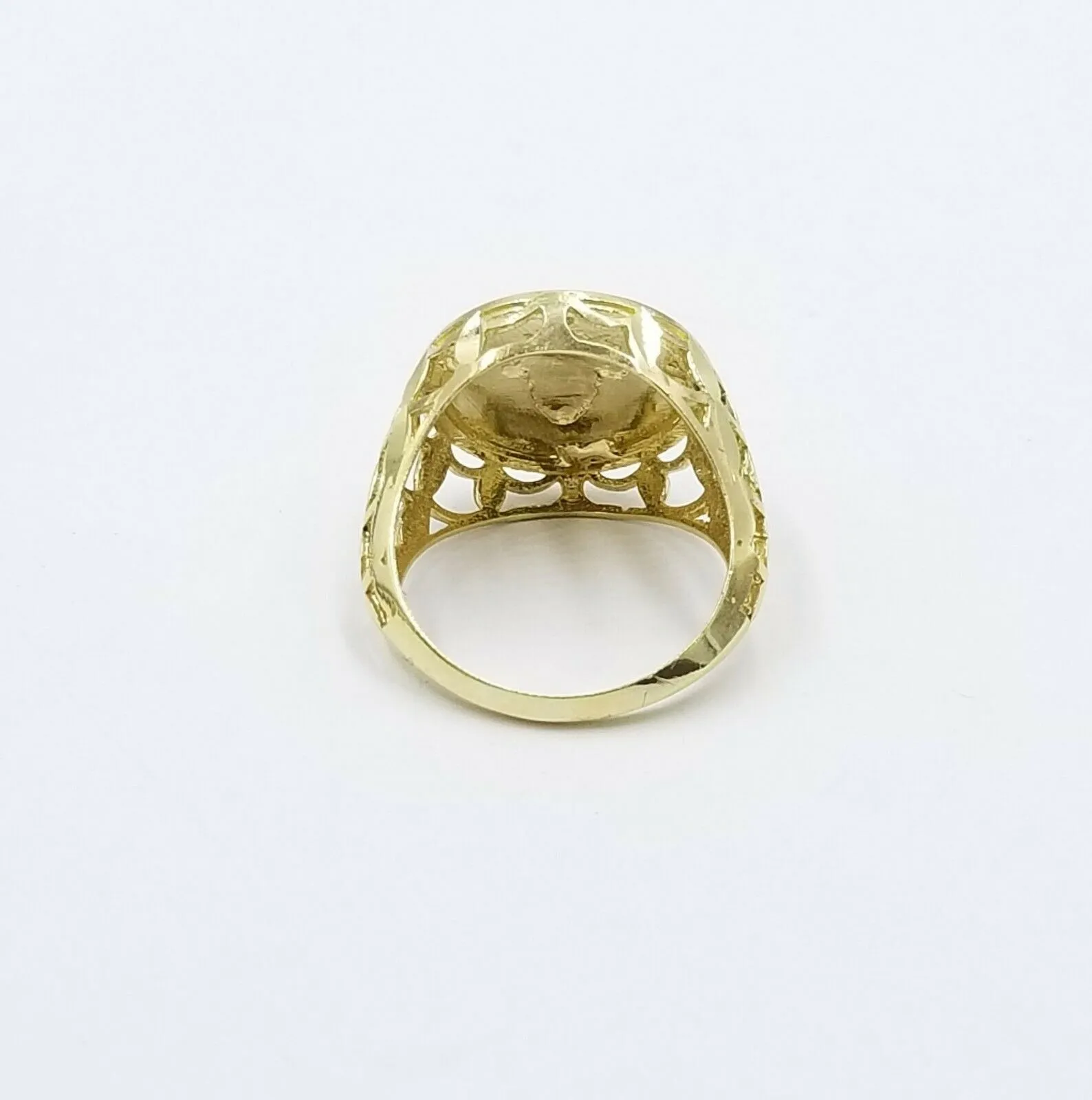 Real 10k Yellow Gold Head Casual Ring Diamond Cut Design Men Pinky Women