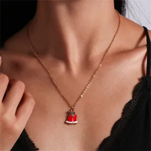 Red & White Bell Pendant Necklace