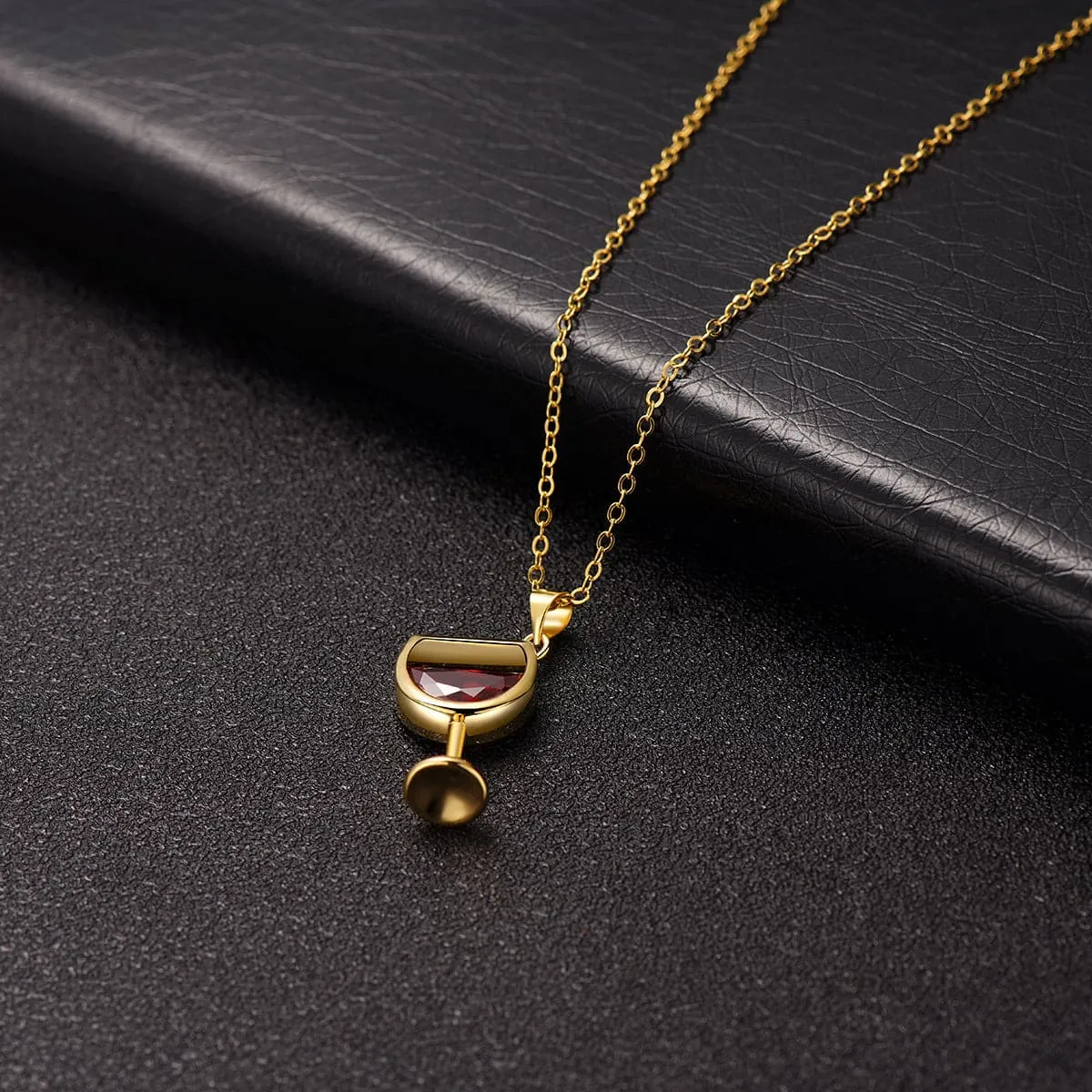 Red Crystal & 18K Gold-Plated Wine Glass Pendant Necklace