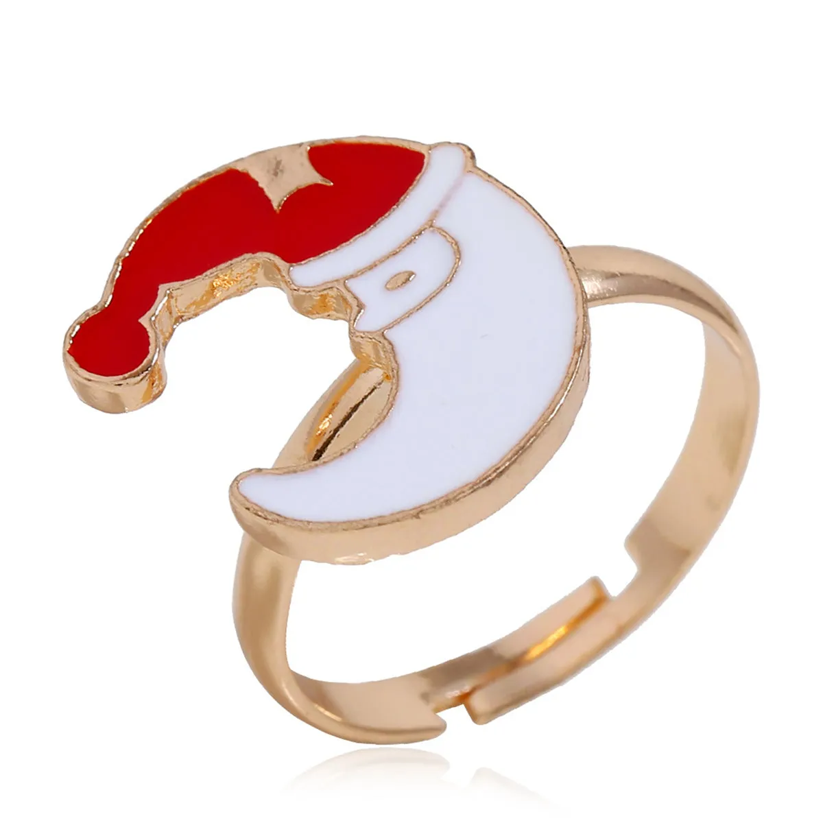 Red Enamel & 18K Gold-Plated Crescent Moon Santa Pendant Necklace Set