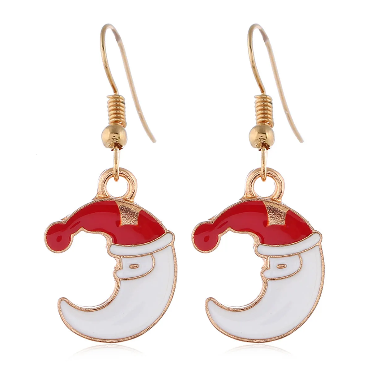 Red Enamel & 18K Gold-Plated Crescent Moon Santa Pendant Necklace Set