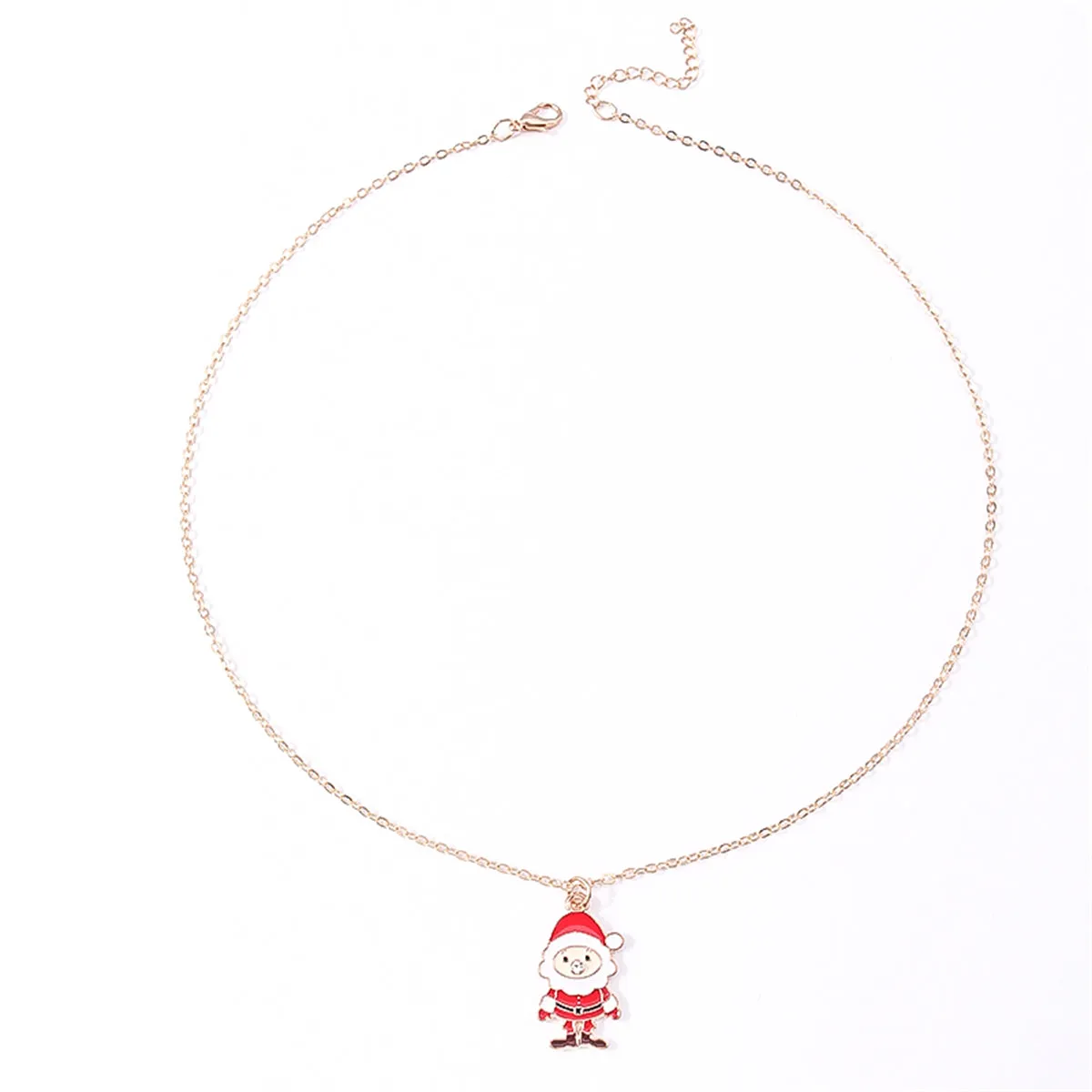 Red Enamel & 18K Gold-Plated Cubic Zirconia-Accent Santa Pendant Necklace