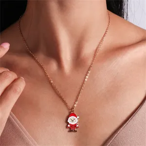 Red Enamel & 18K Gold-Plated Cubic Zirconia-Accent Santa Pendant Necklace