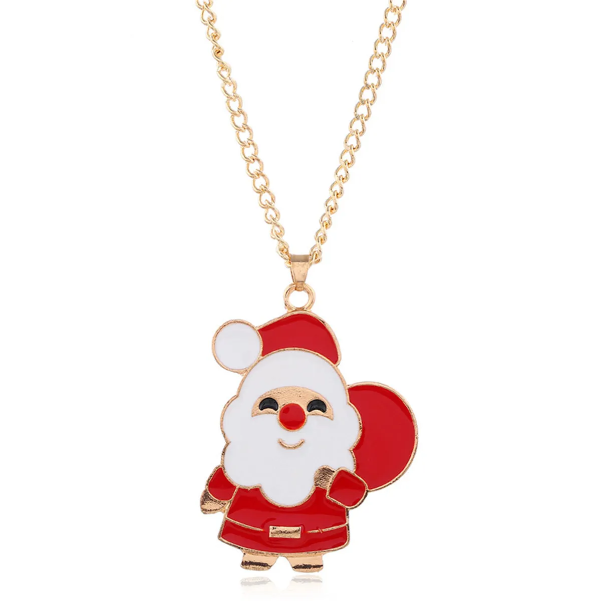 Red Enamel & 18K Gold-Plated Santa Pendant Necklace Set
