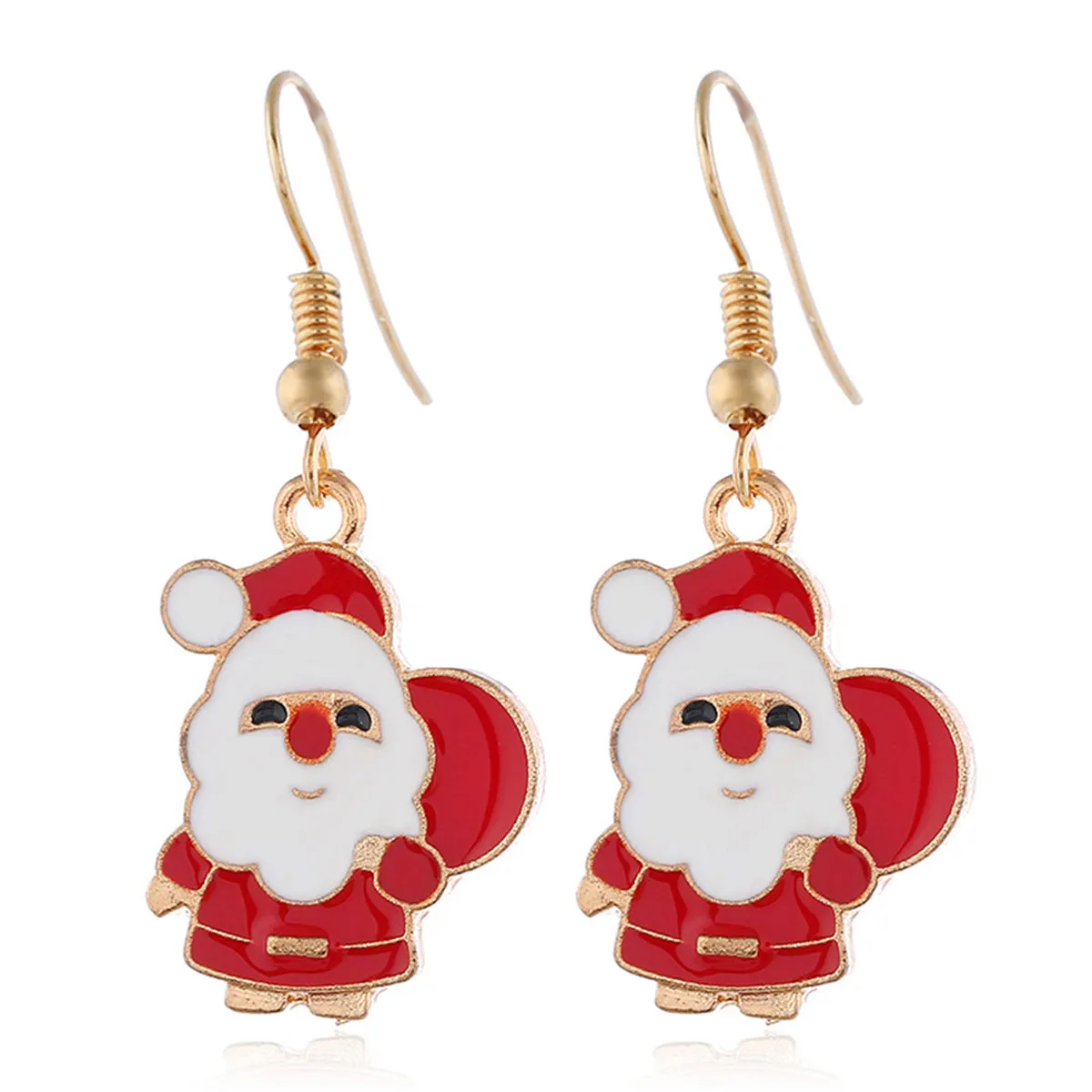 Red Enamel & 18K Gold-Plated Santa Pendant Necklace Set