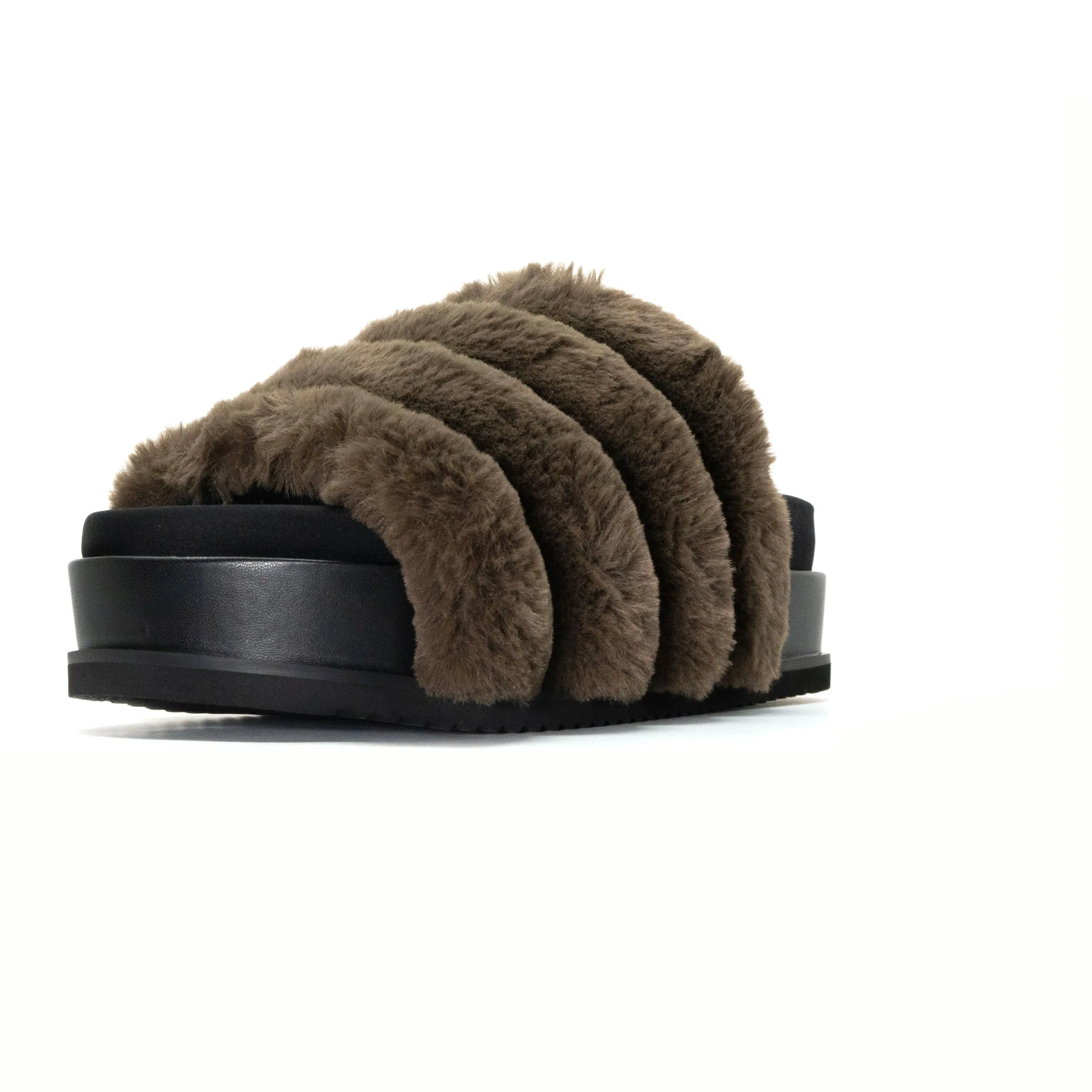 ROAM BUNNY STACK PLATFORM KHAKI FAUX FUR