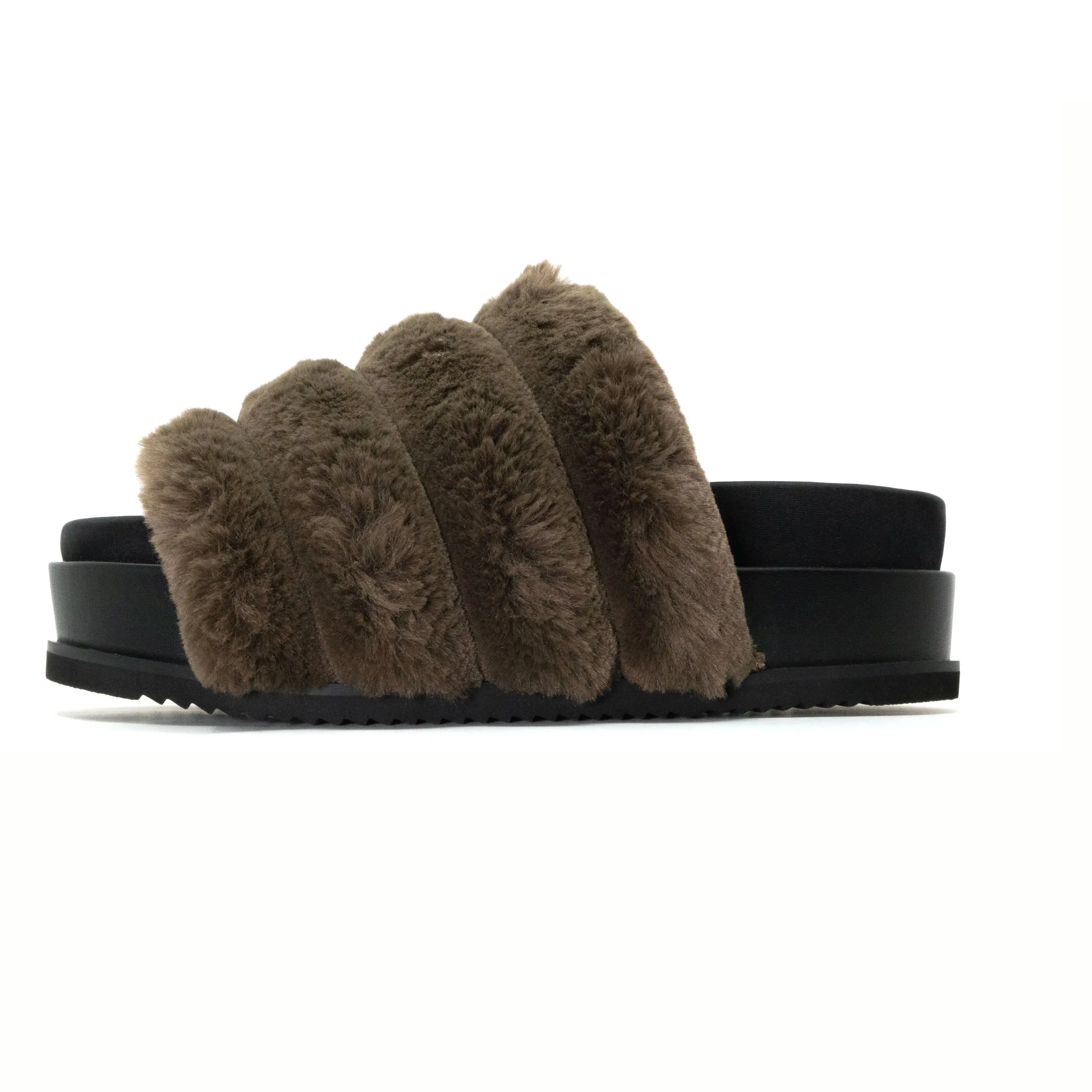 ROAM BUNNY STACK PLATFORM KHAKI FAUX FUR