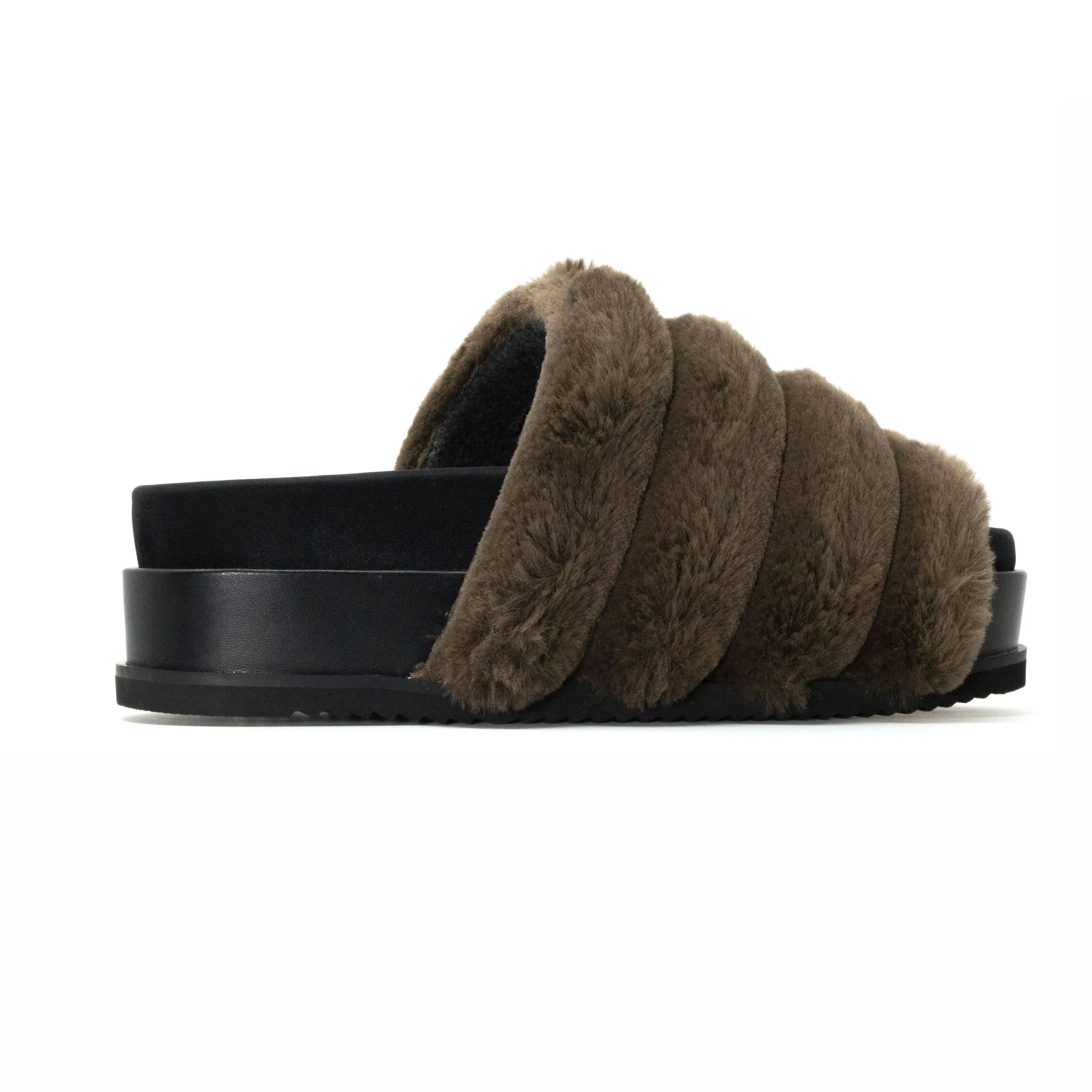ROAM BUNNY STACK PLATFORM KHAKI FAUX FUR