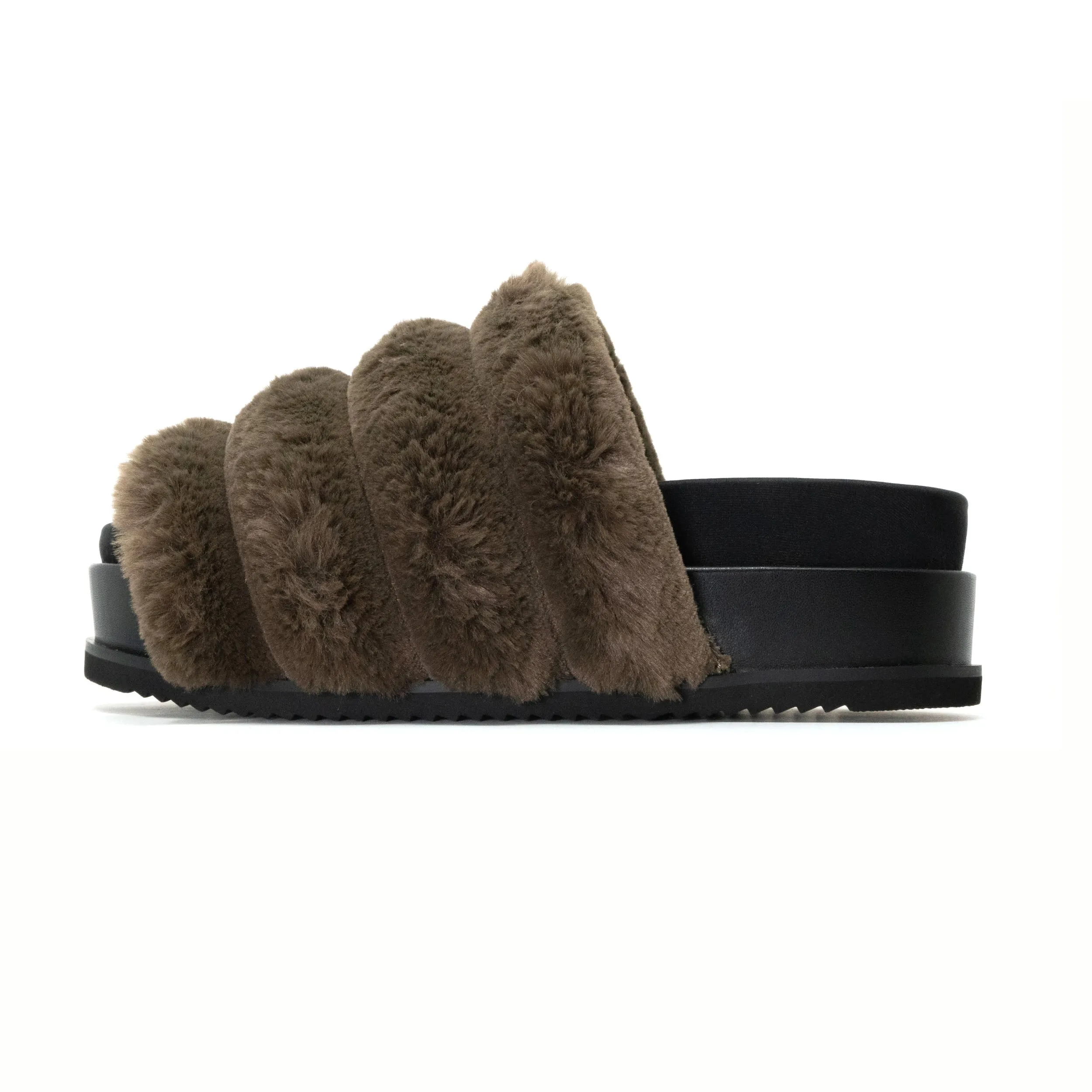 ROAM BUNNY STACK PLATFORM KHAKI FAUX FUR
