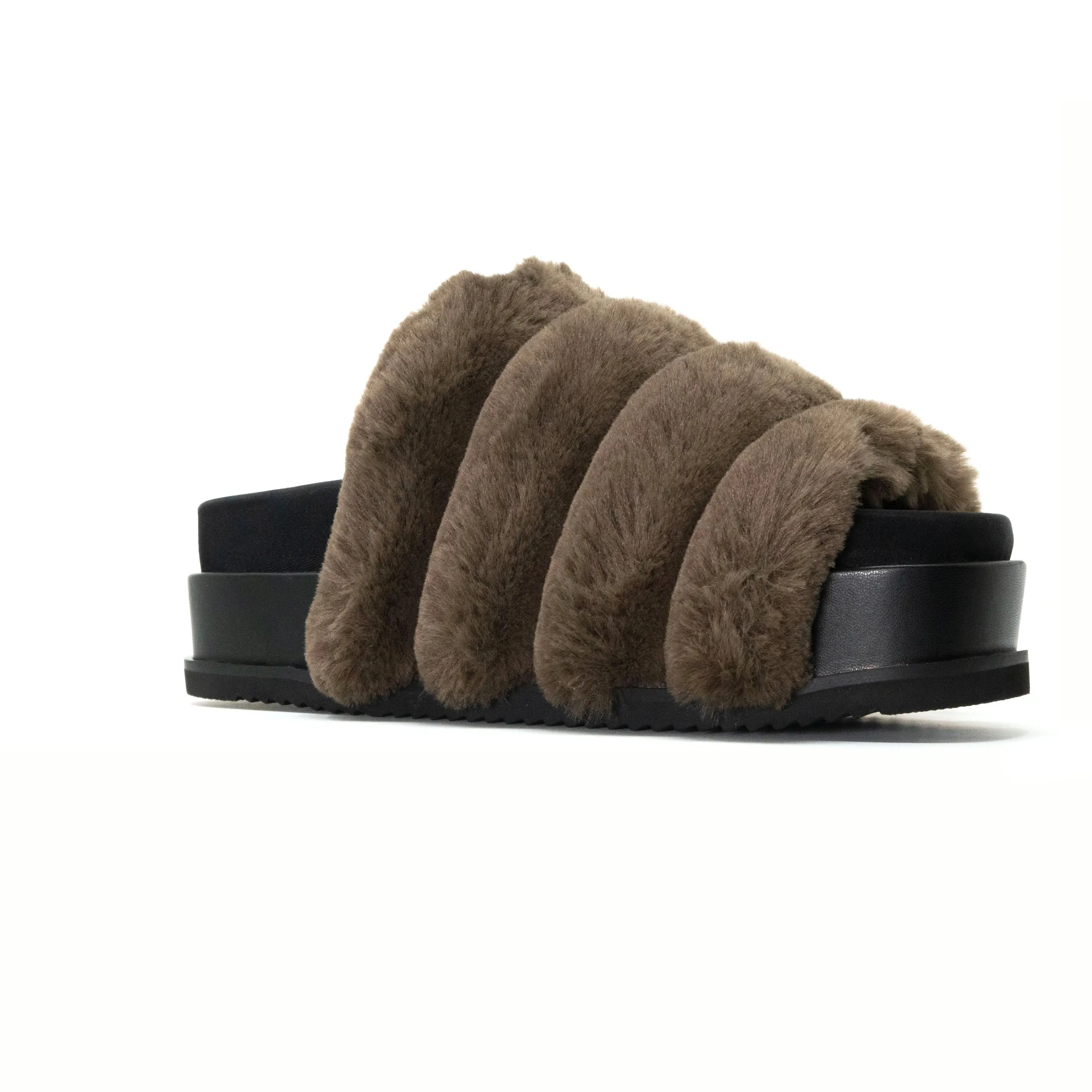 ROAM BUNNY STACK PLATFORM KHAKI FAUX FUR