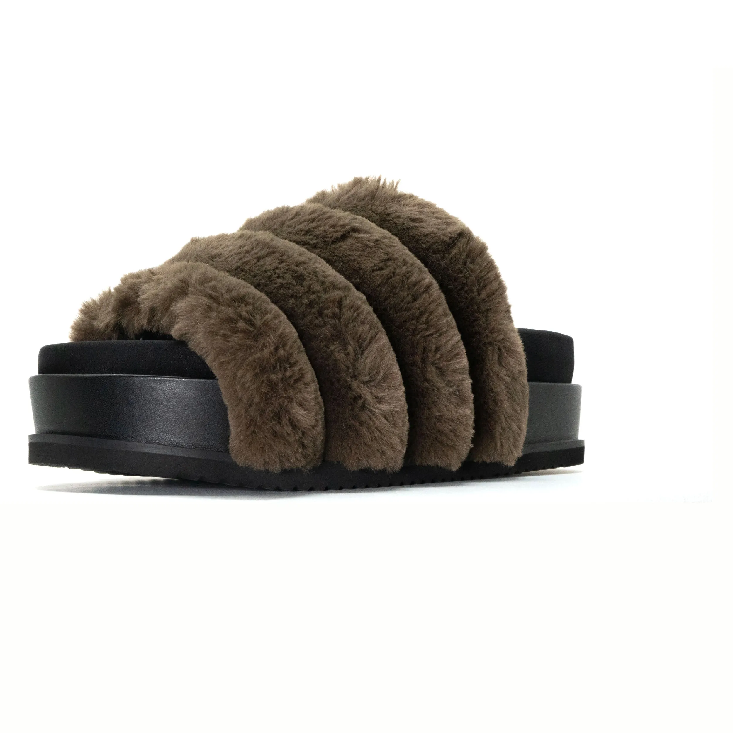 ROAM BUNNY STACK PLATFORM KHAKI FAUX FUR