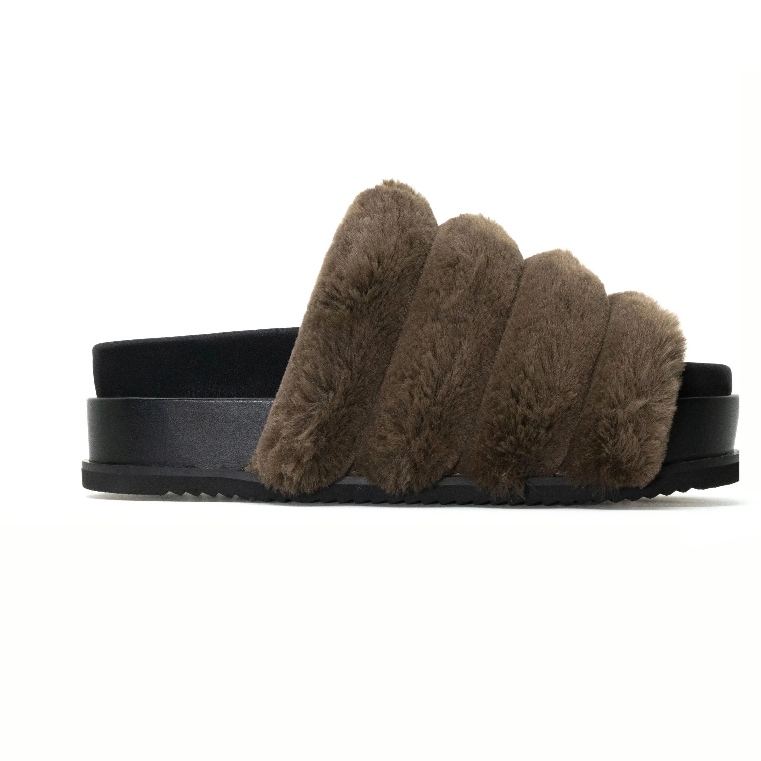 ROAM BUNNY STACK PLATFORM KHAKI FAUX FUR