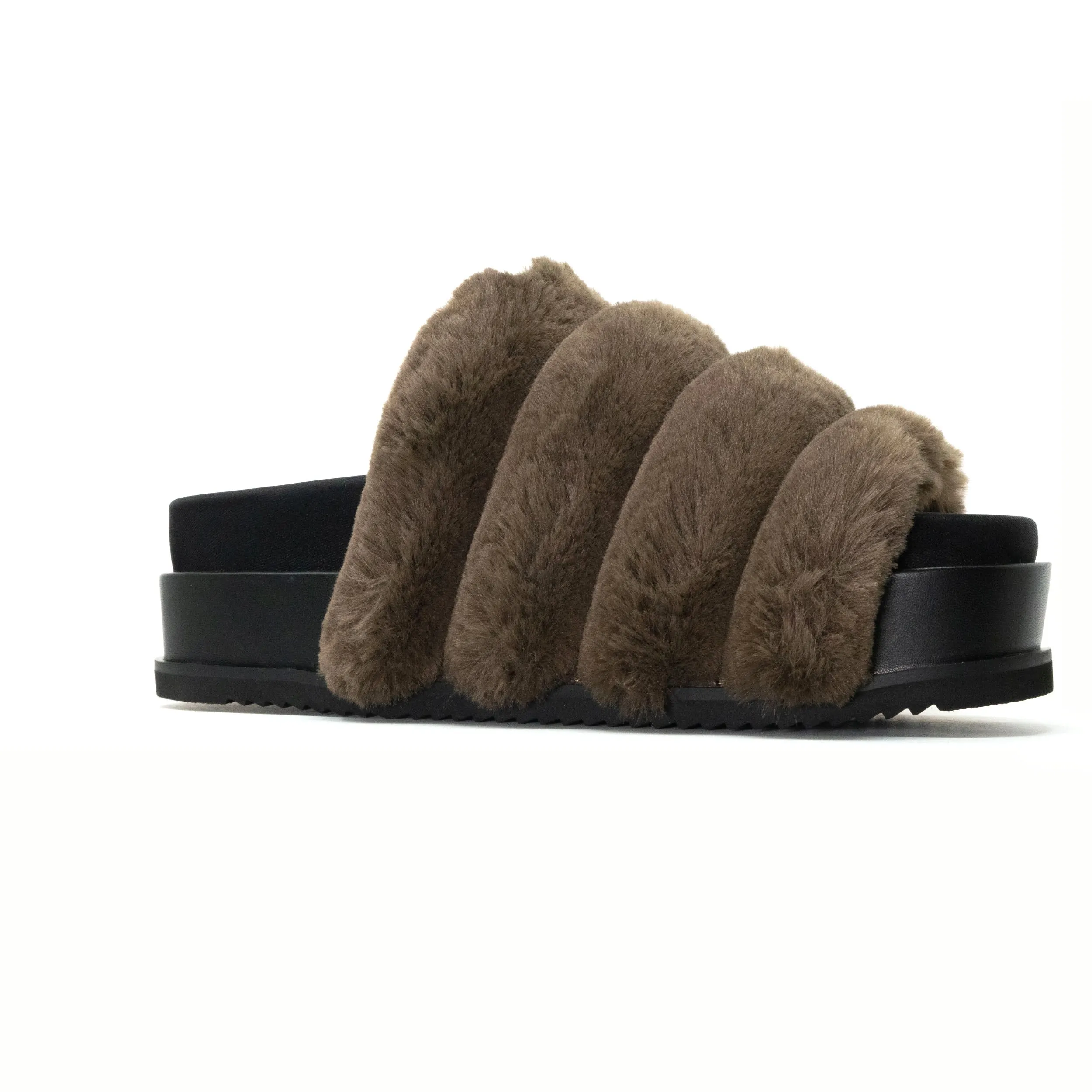 ROAM BUNNY STACK PLATFORM KHAKI FAUX FUR