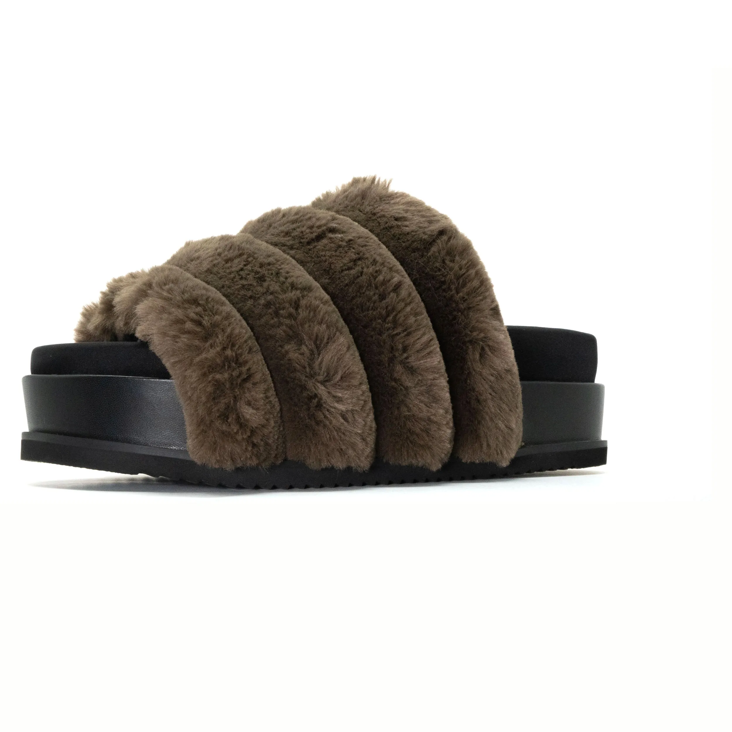 ROAM BUNNY STACK PLATFORM KHAKI FAUX FUR