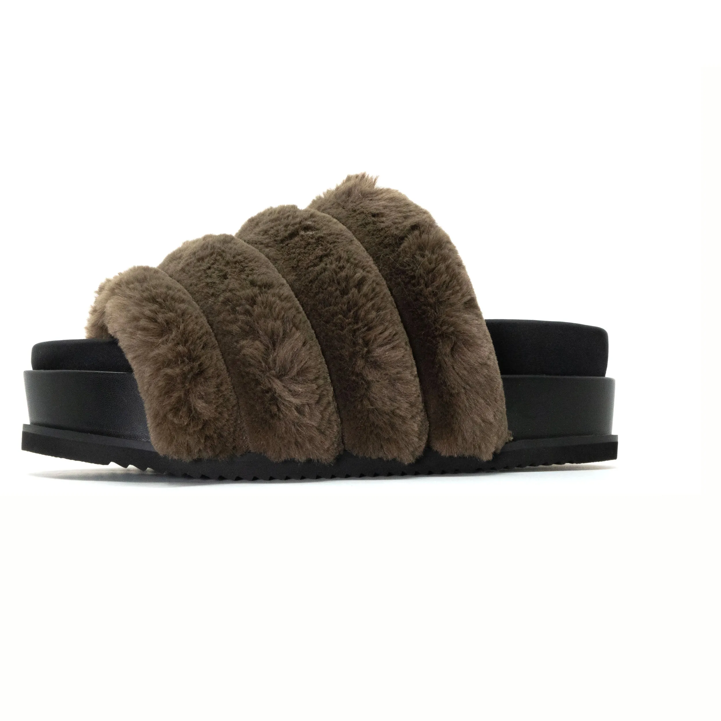 ROAM BUNNY STACK PLATFORM KHAKI FAUX FUR