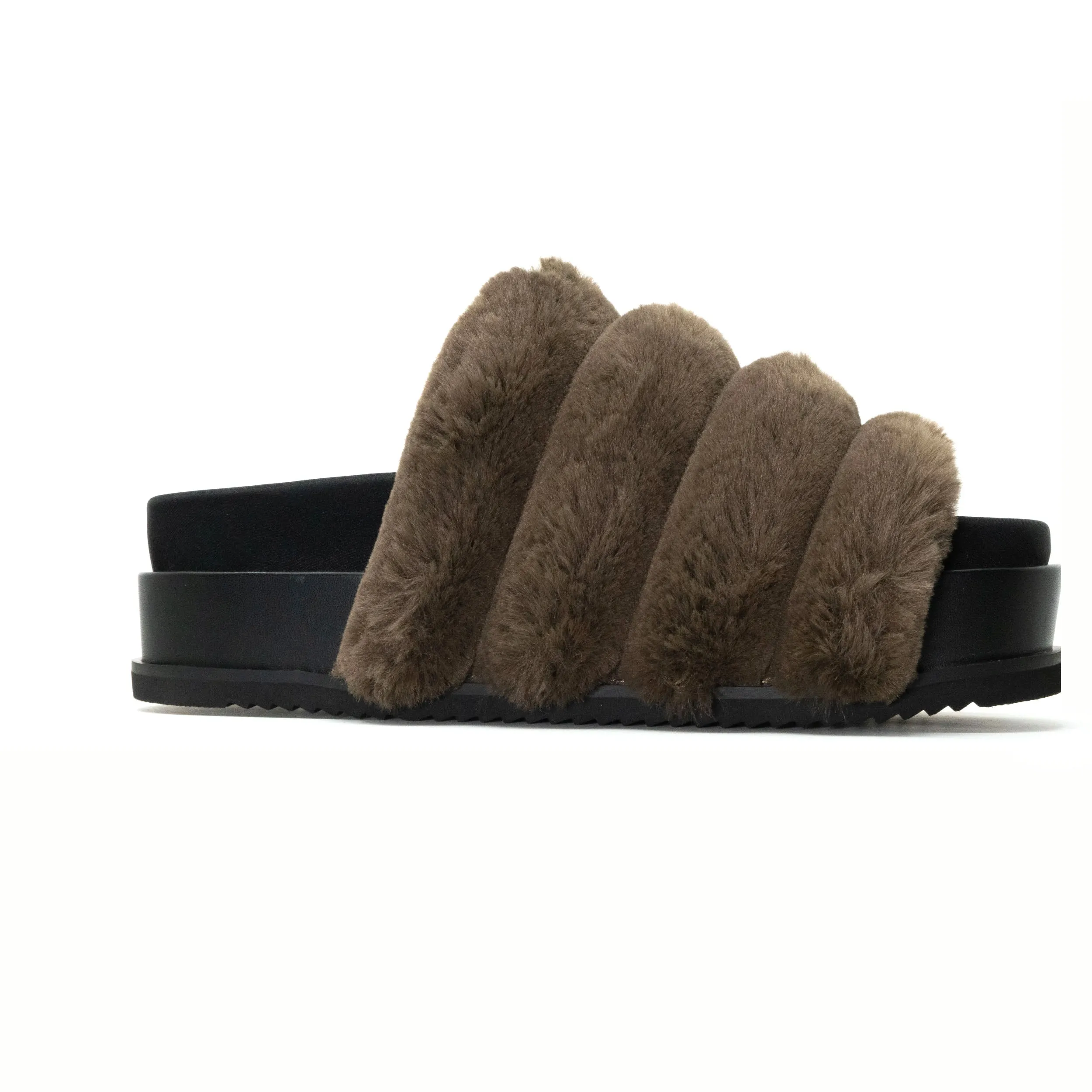 ROAM BUNNY STACK PLATFORM KHAKI FAUX FUR