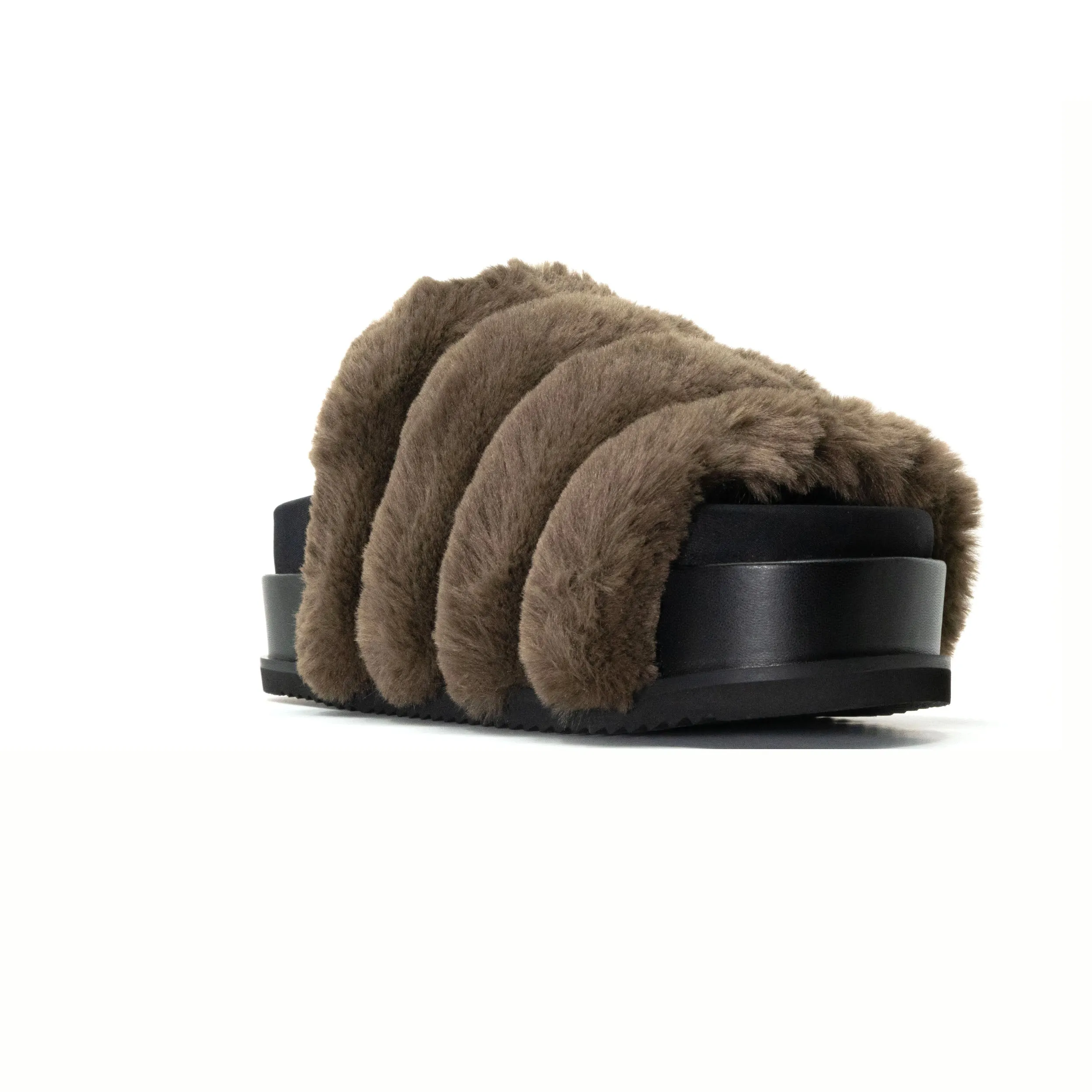 ROAM BUNNY STACK PLATFORM KHAKI FAUX FUR