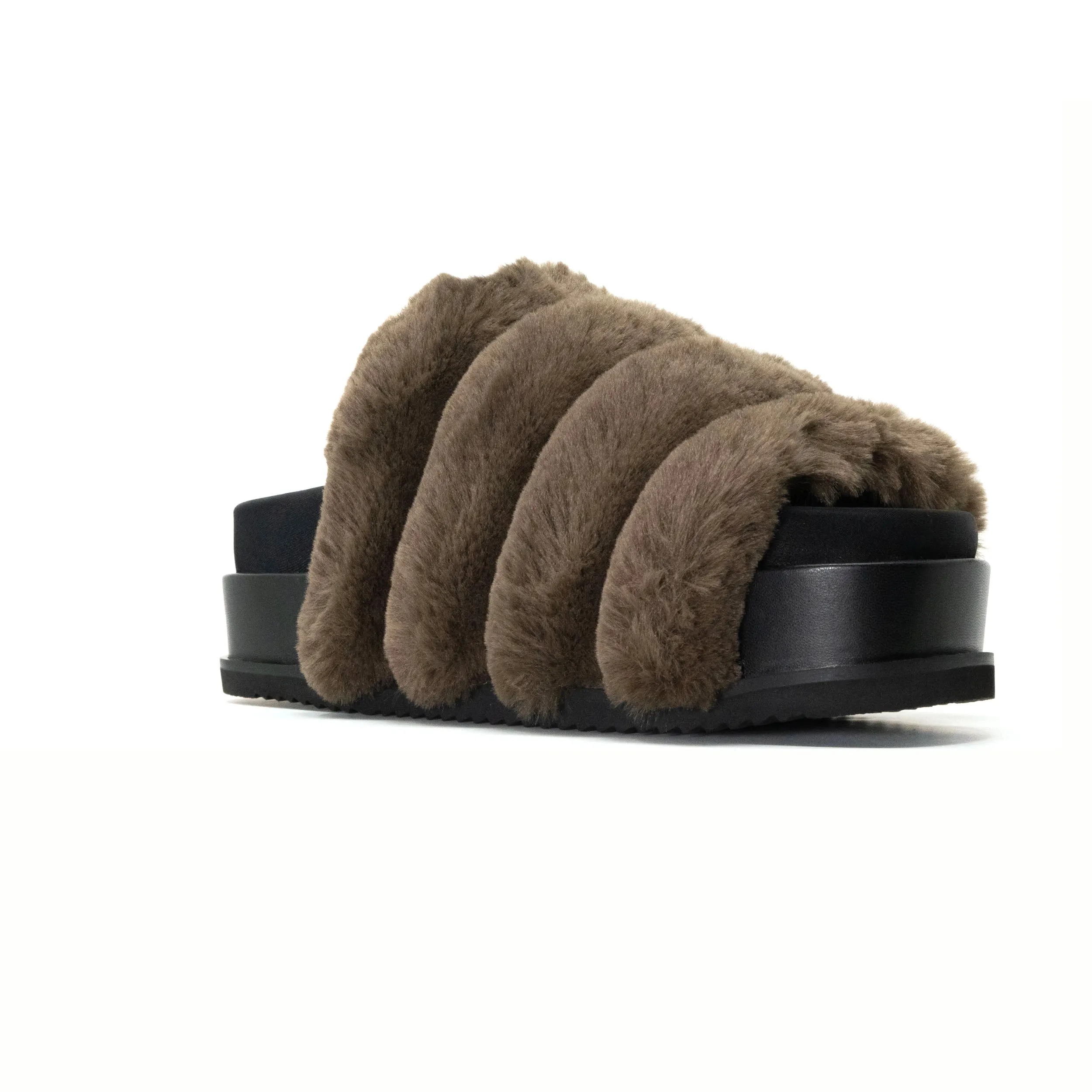 ROAM BUNNY STACK PLATFORM KHAKI FAUX FUR