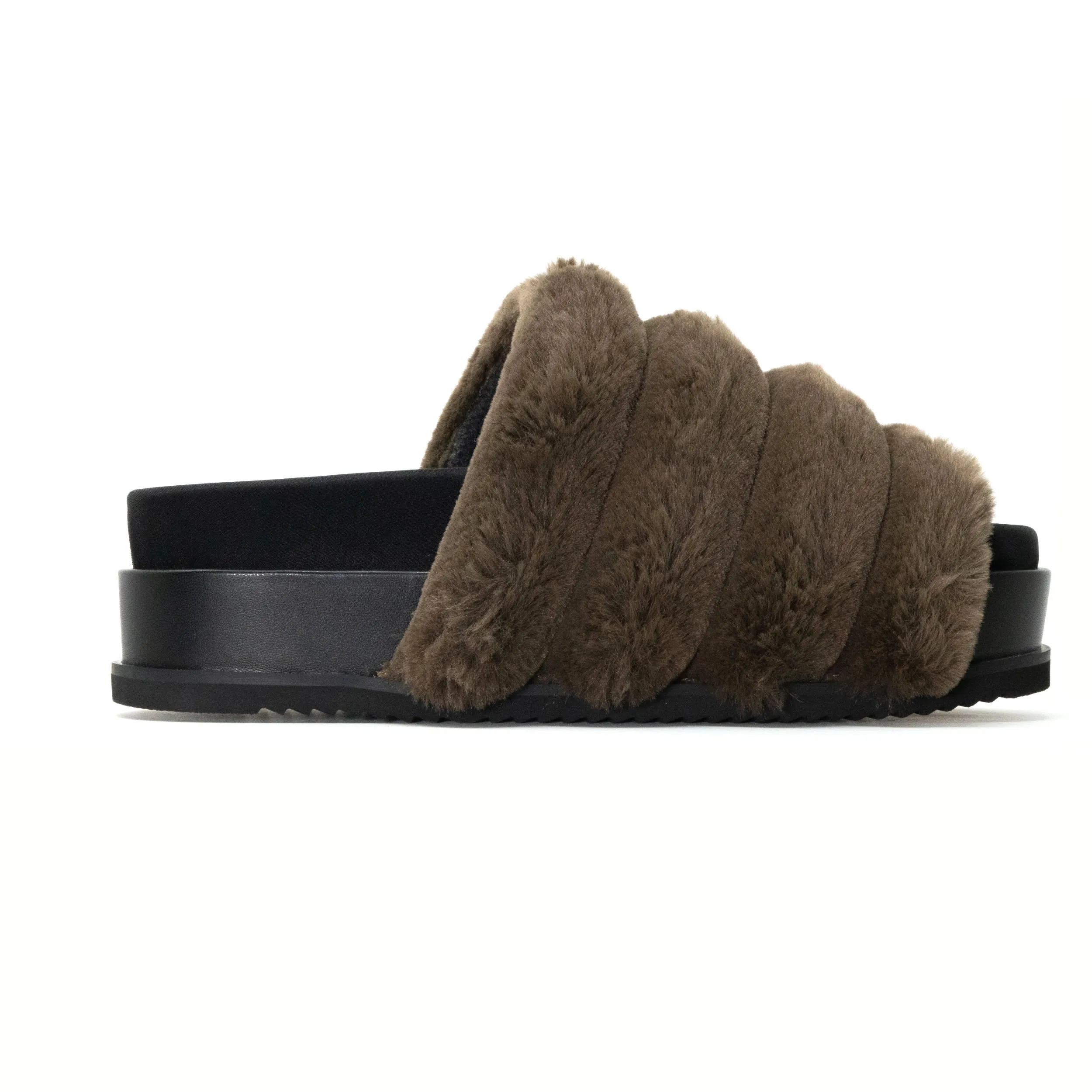 ROAM BUNNY STACK PLATFORM KHAKI FAUX FUR