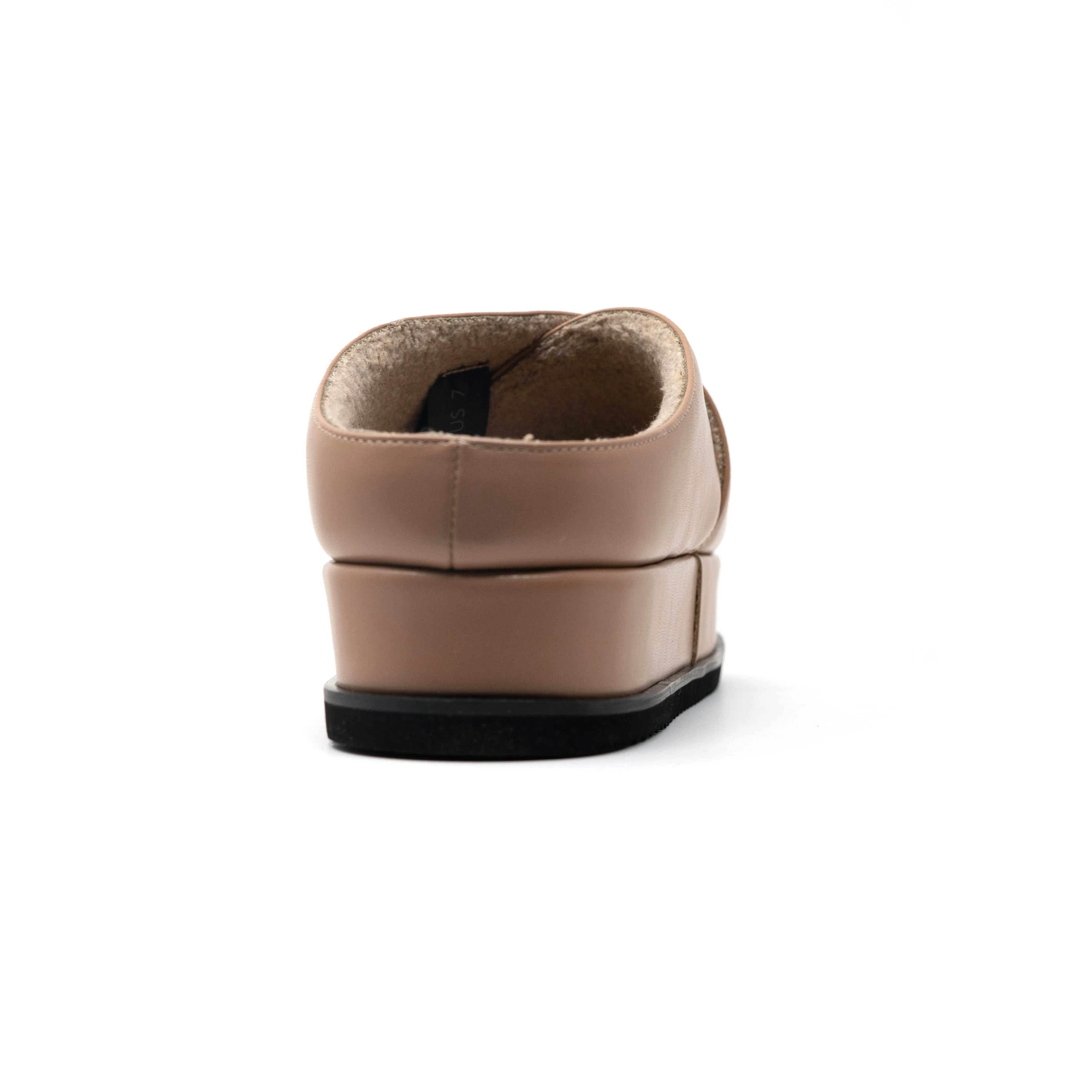 ROAM CROSS STACK PLATFORM SANDALS NUDE VEGAN LEATHER.
