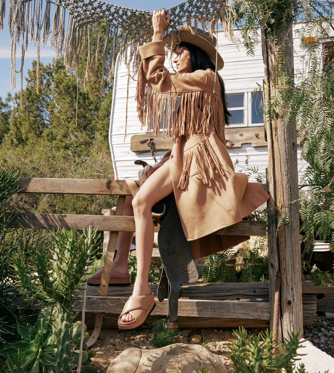 ROAM CROSS STACK PLATFORM SANDALS NUDE VEGAN LEATHER.