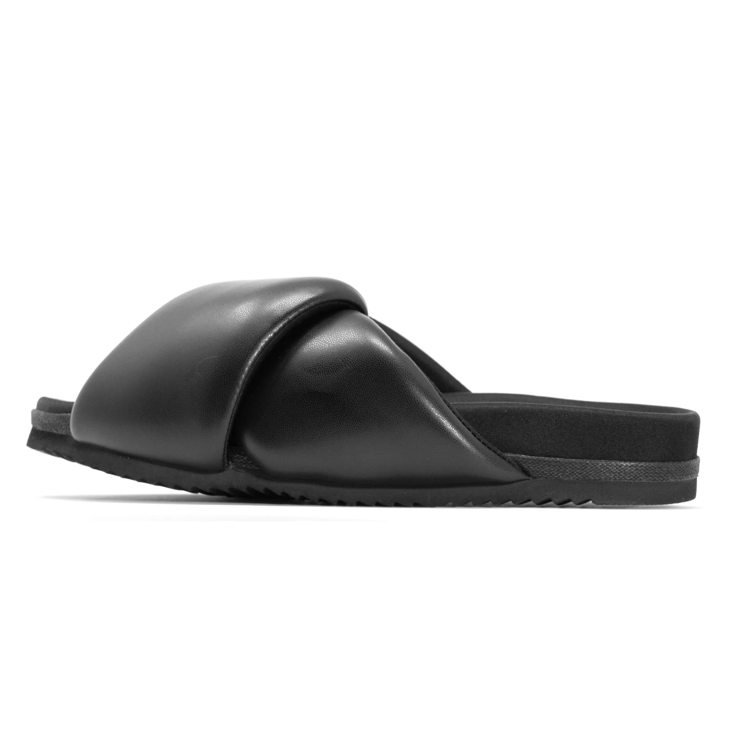 ROAM Foldy Puffy Sandals Black Vegan Leather