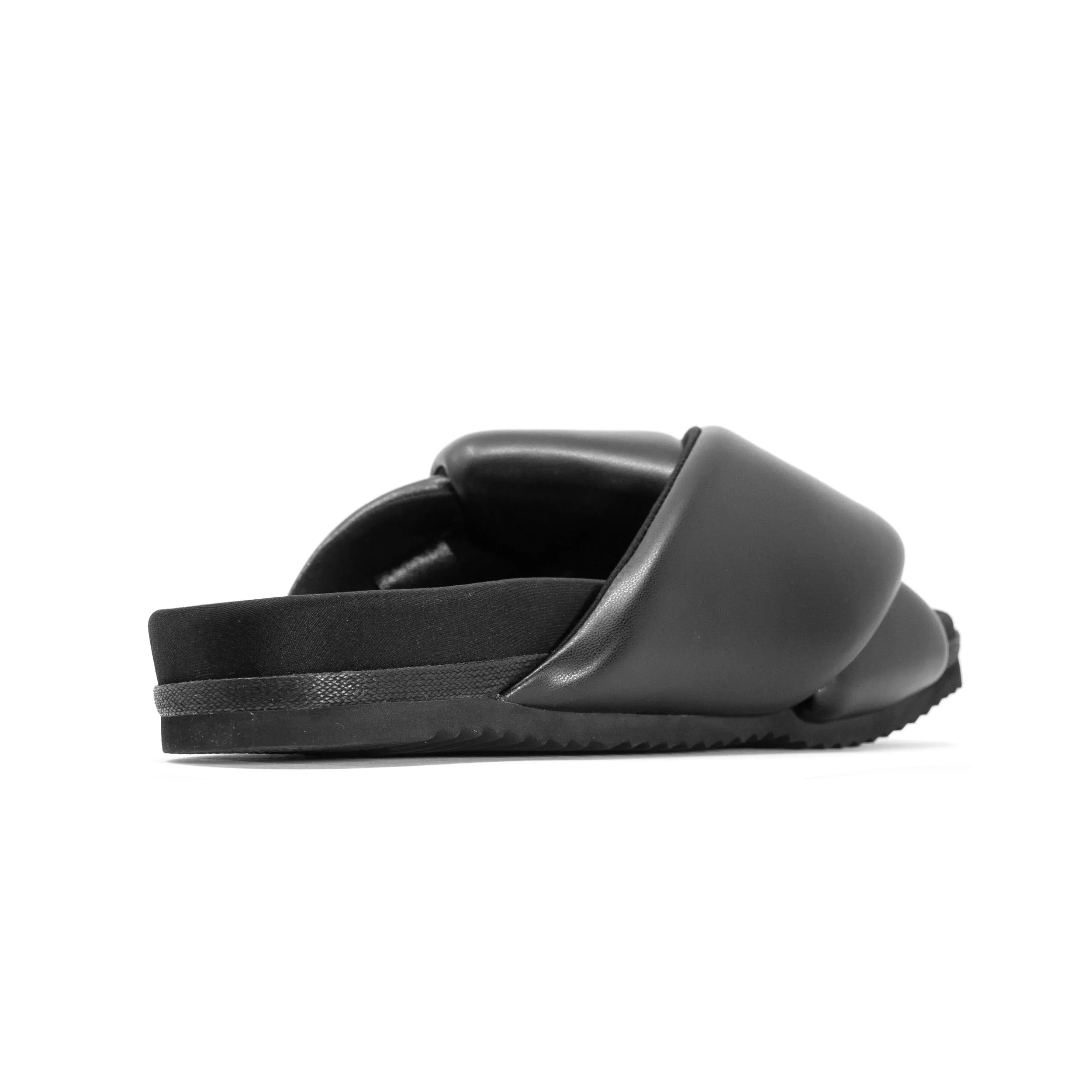 ROAM Foldy Puffy Sandals Black Vegan Leather