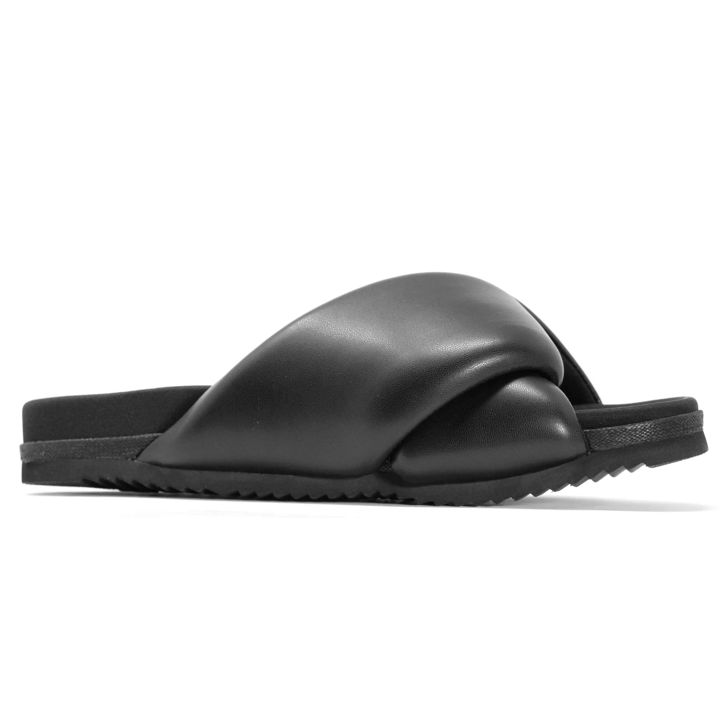 ROAM Foldy Puffy Sandals Black Vegan Leather