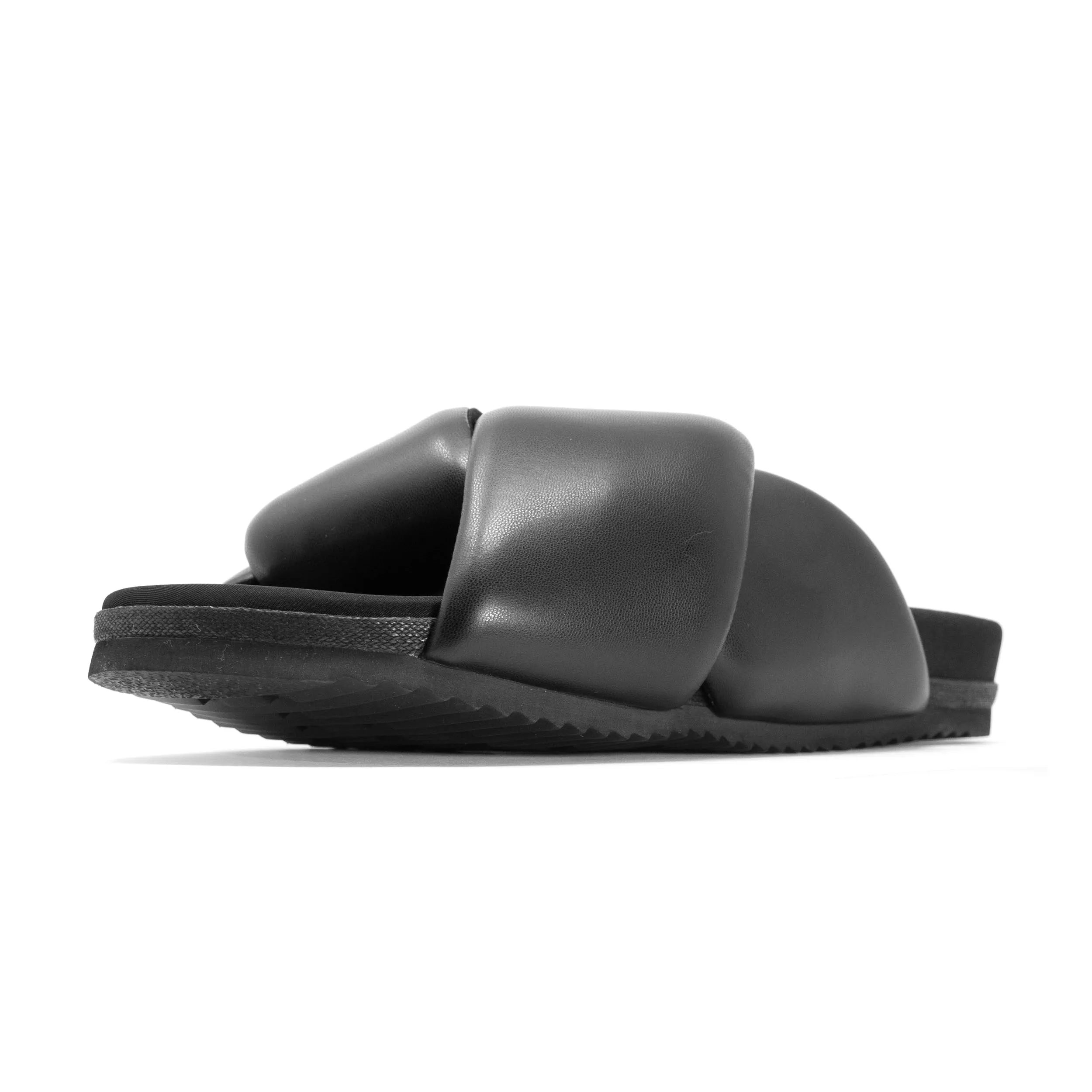 ROAM Foldy Puffy Sandals Black Vegan Leather