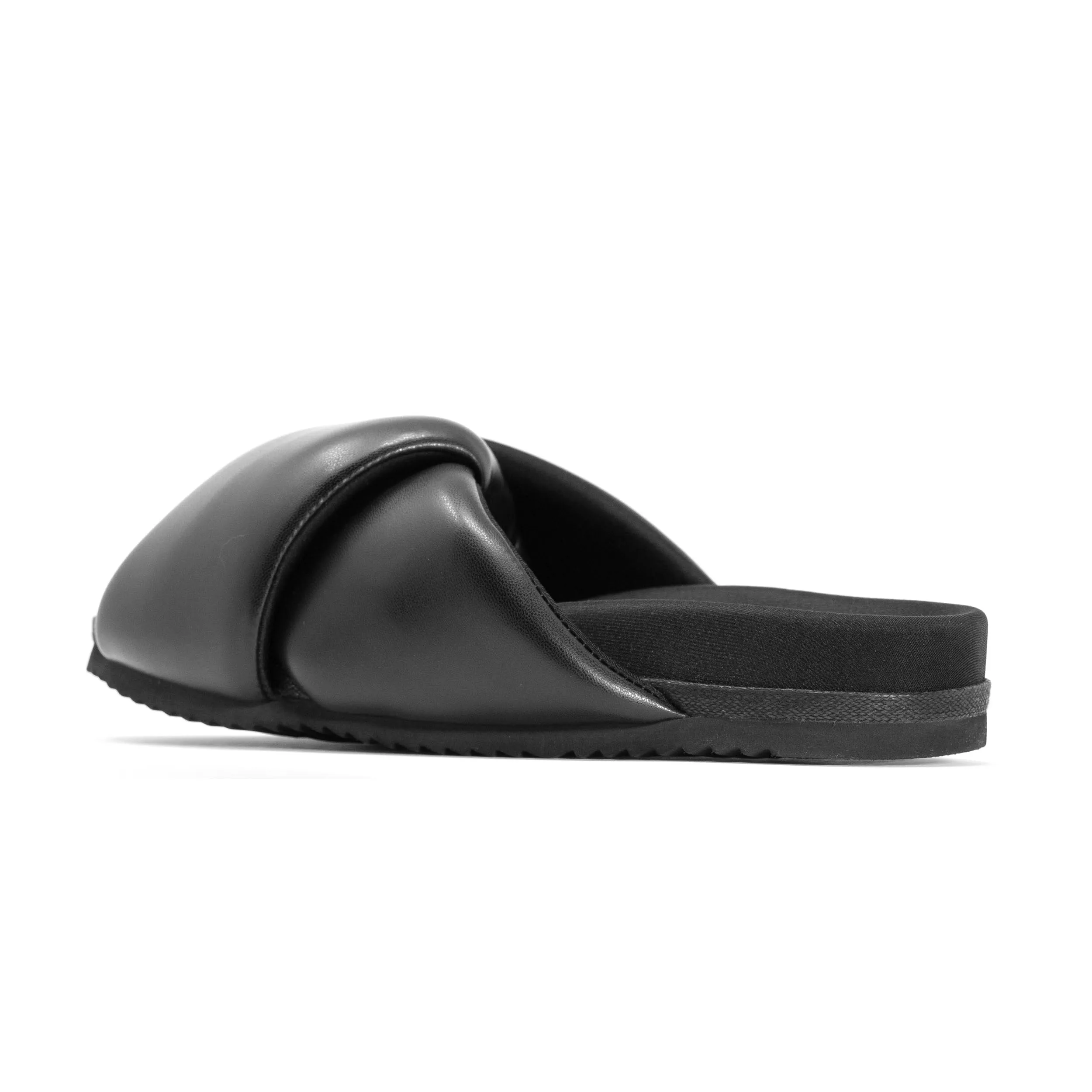 ROAM Foldy Puffy Sandals Black Vegan Leather