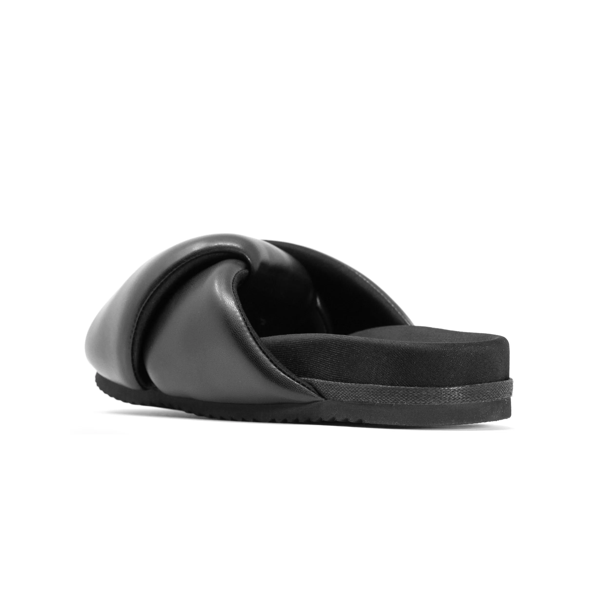 ROAM Foldy Puffy Sandals Black Vegan Leather