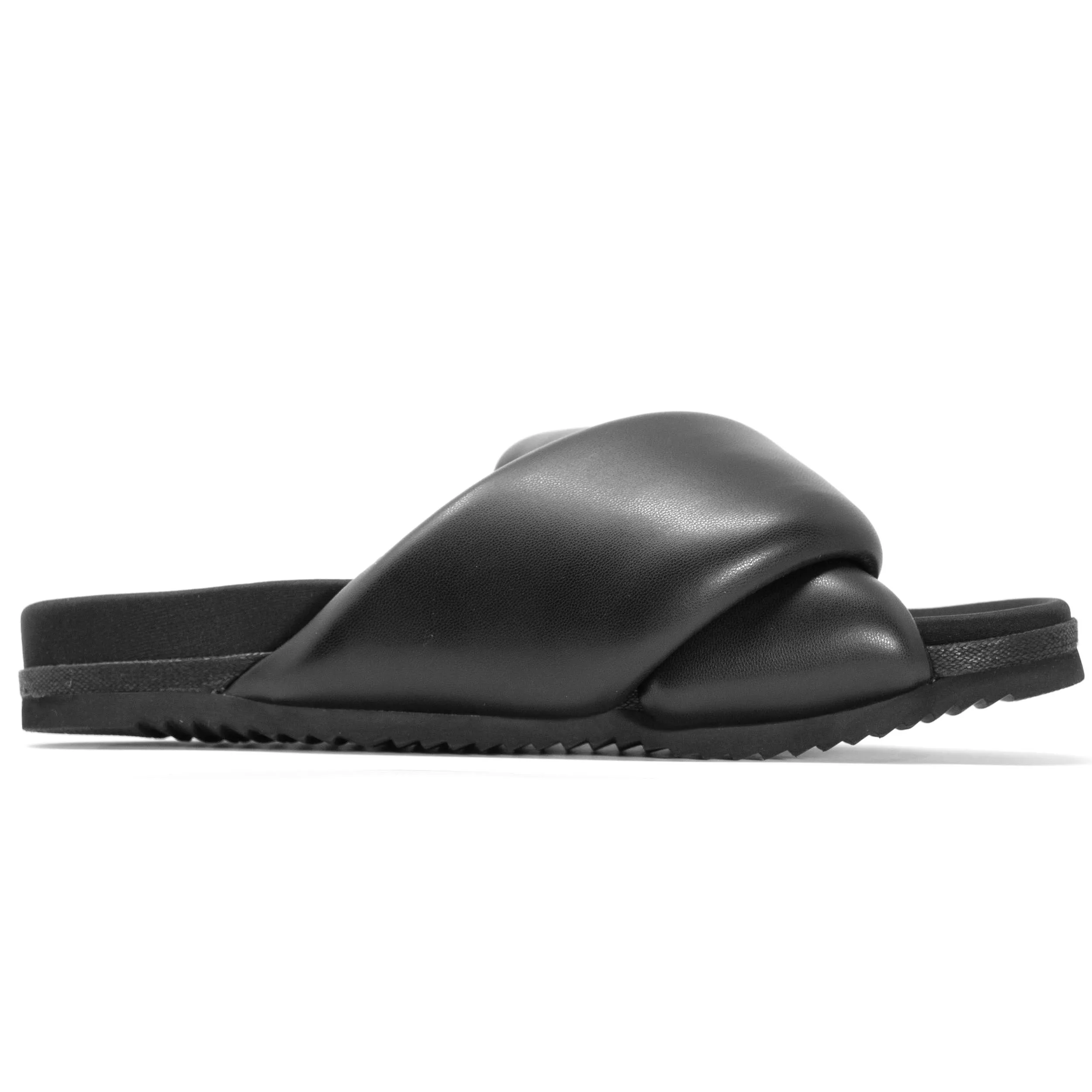 ROAM Foldy Puffy Sandals Black Vegan Leather