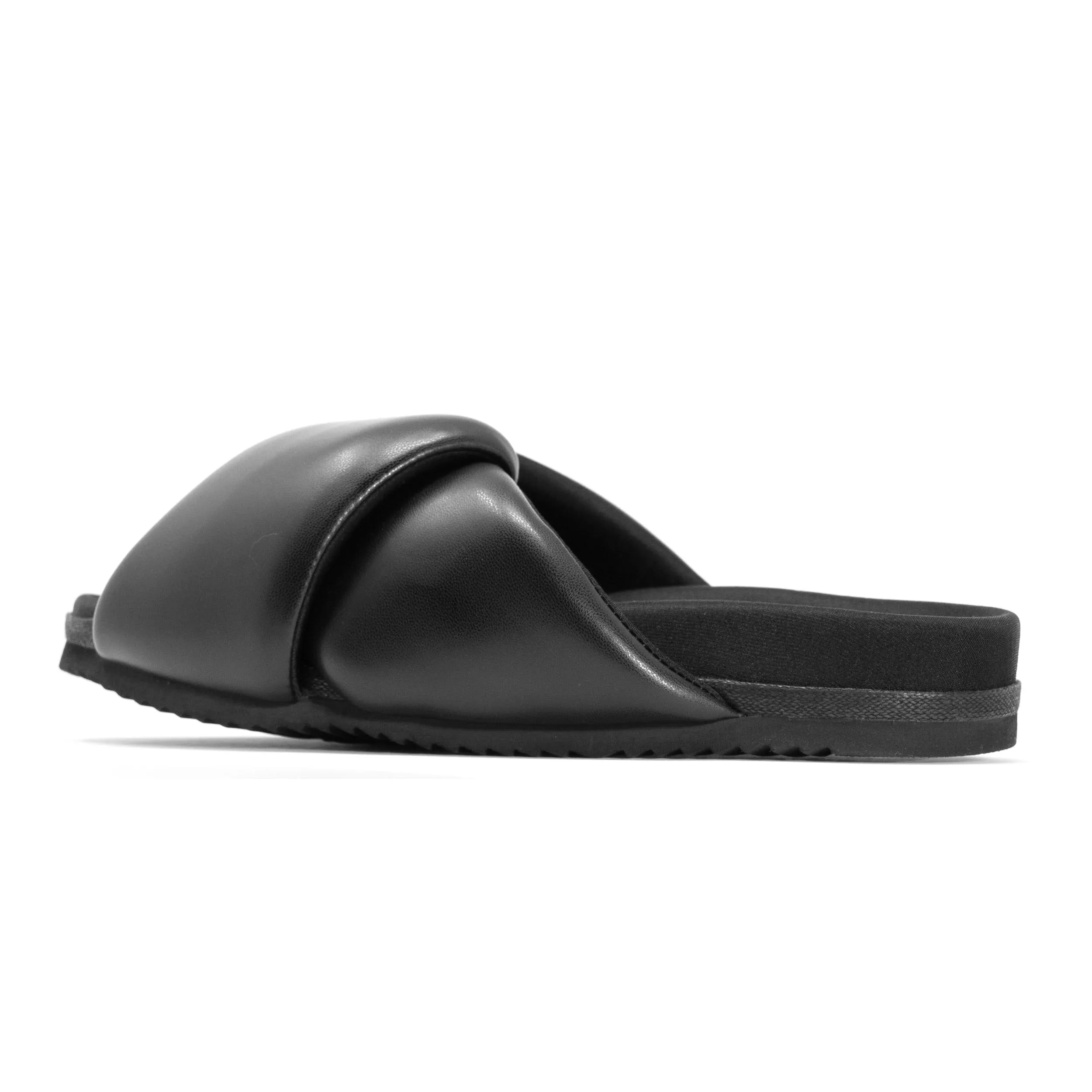 ROAM Foldy Puffy Sandals Black Vegan Leather