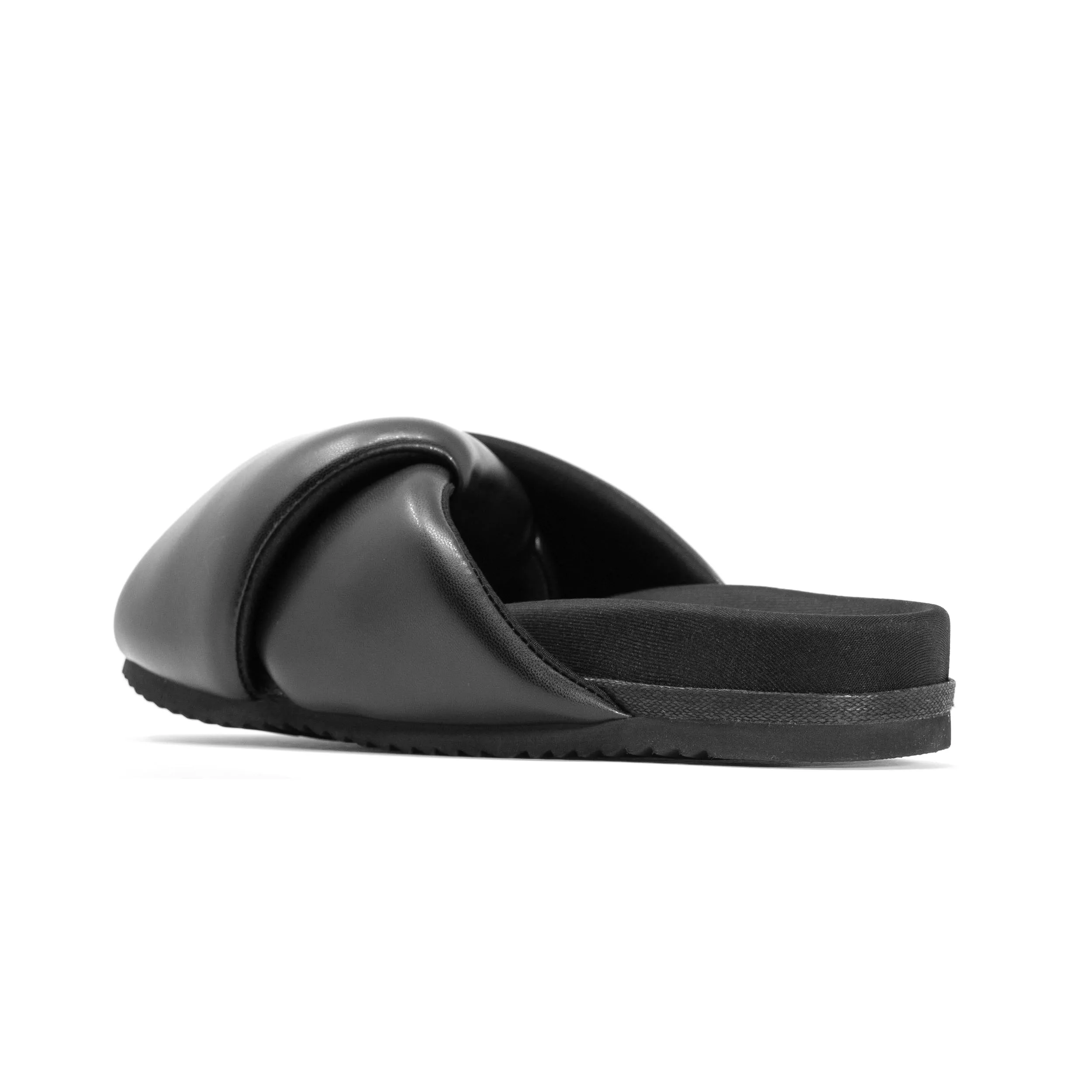 ROAM Foldy Puffy Sandals Black Vegan Leather