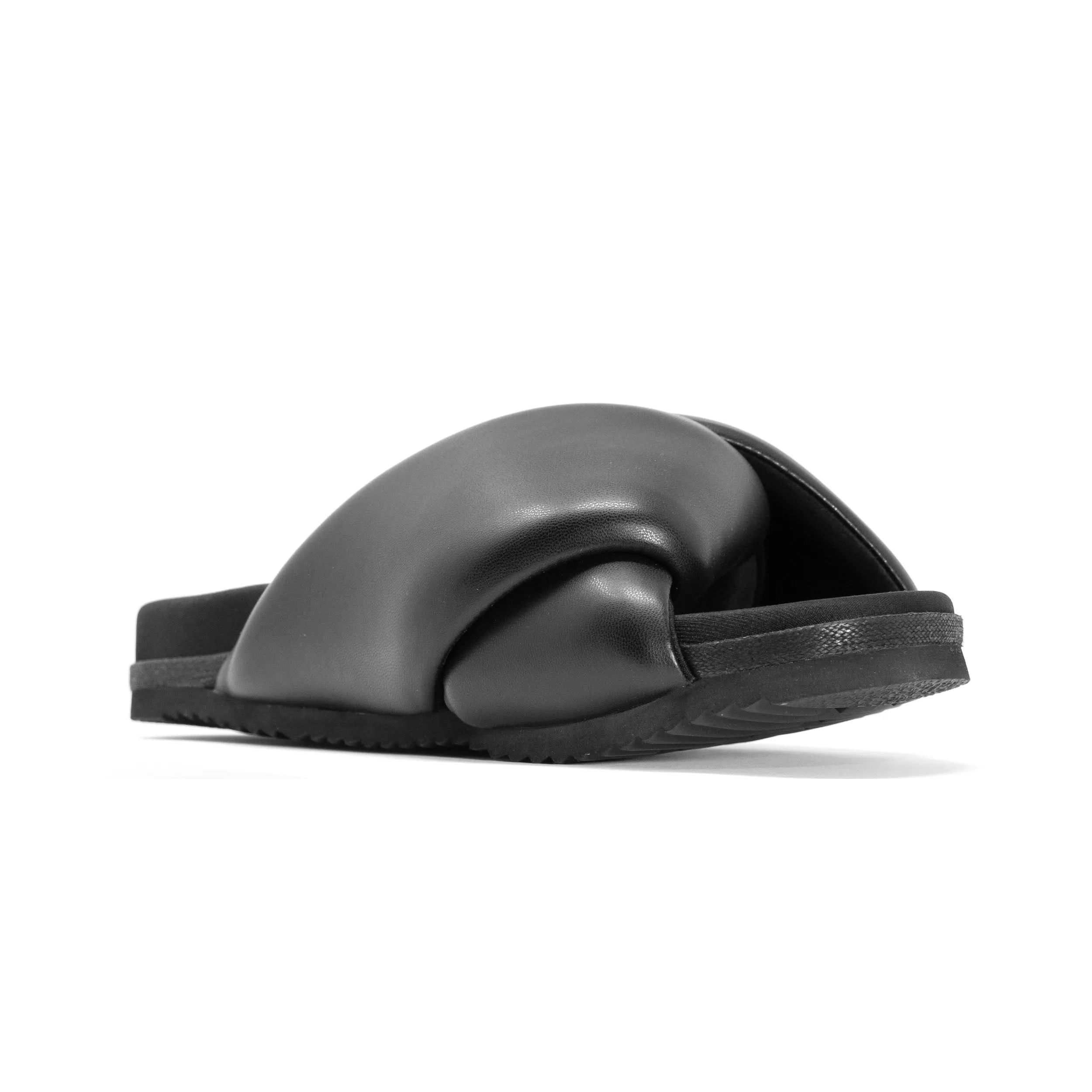 ROAM Foldy Puffy Sandals Black Vegan Leather