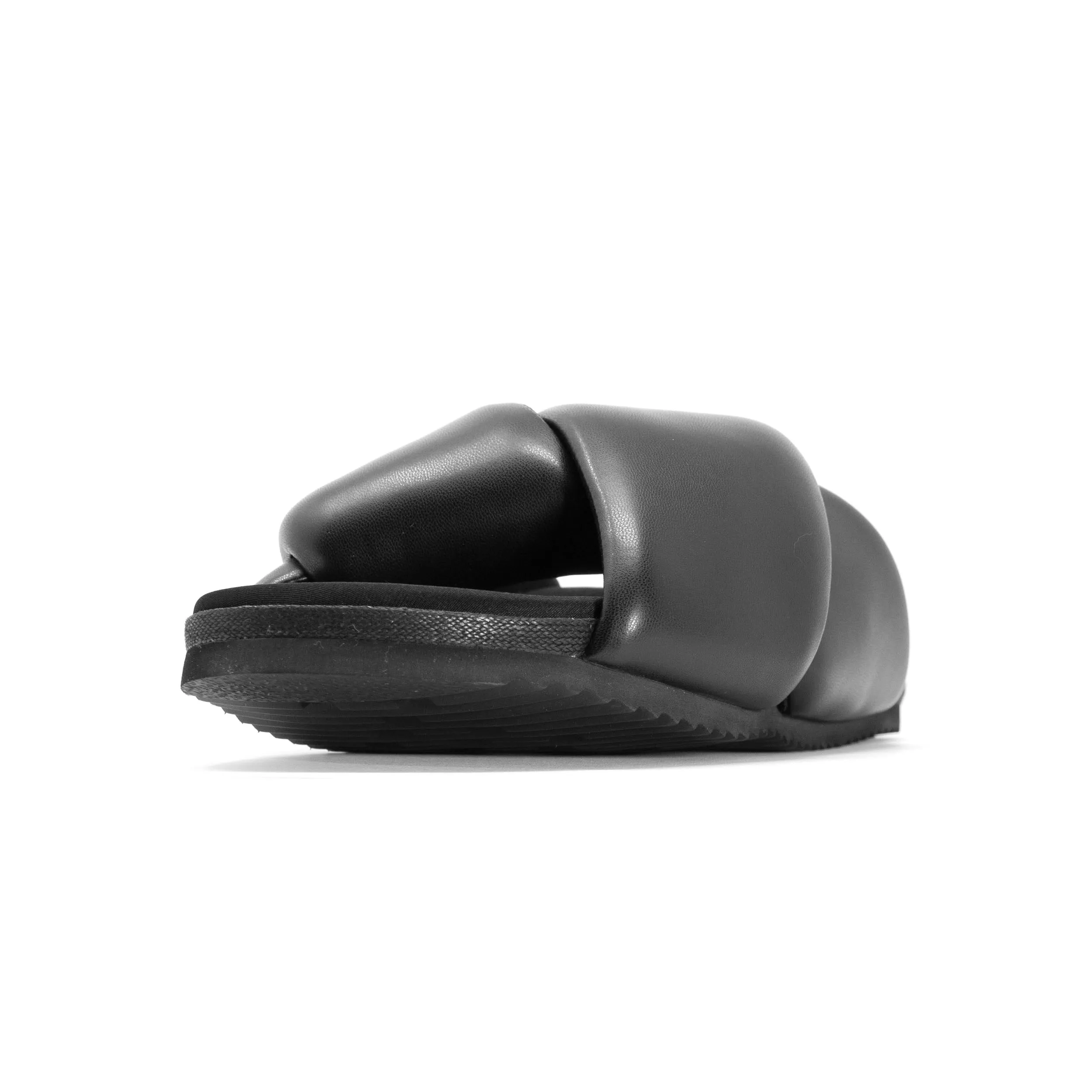 ROAM Foldy Puffy Sandals Black Vegan Leather