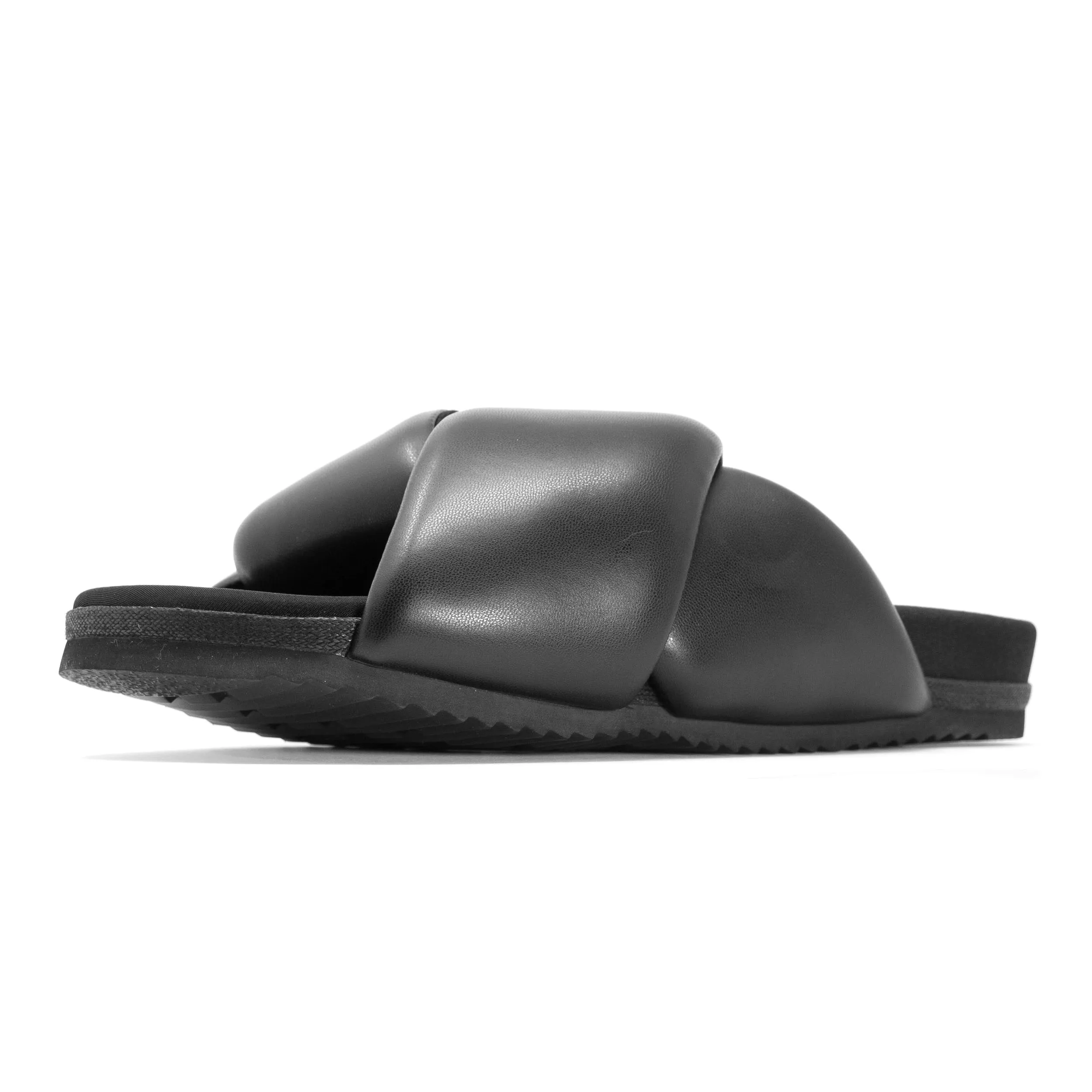 ROAM Foldy Puffy Sandals Black Vegan Leather